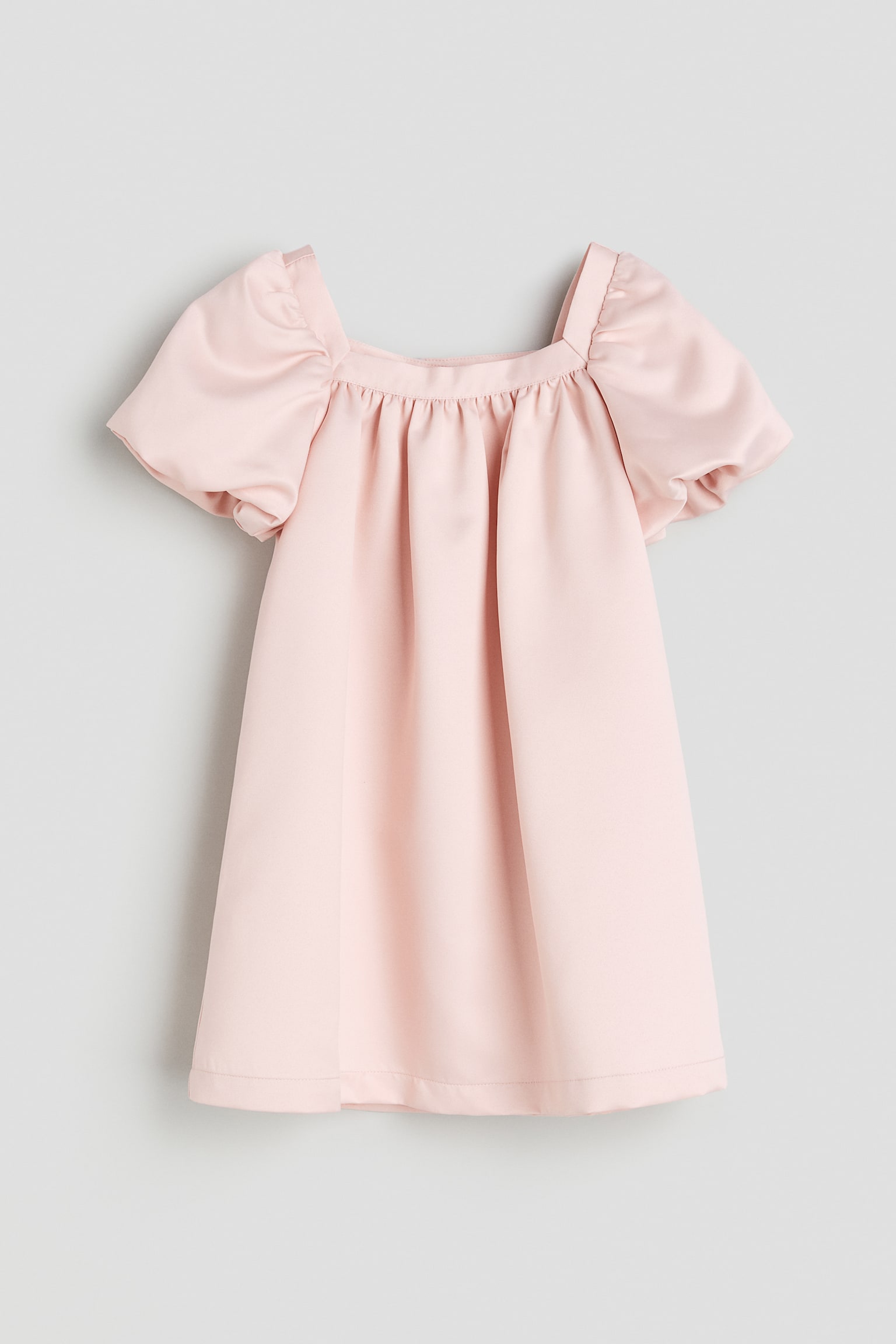 Balloon Sleeve Satin Dress - Light pink/White/Dark blue - 1