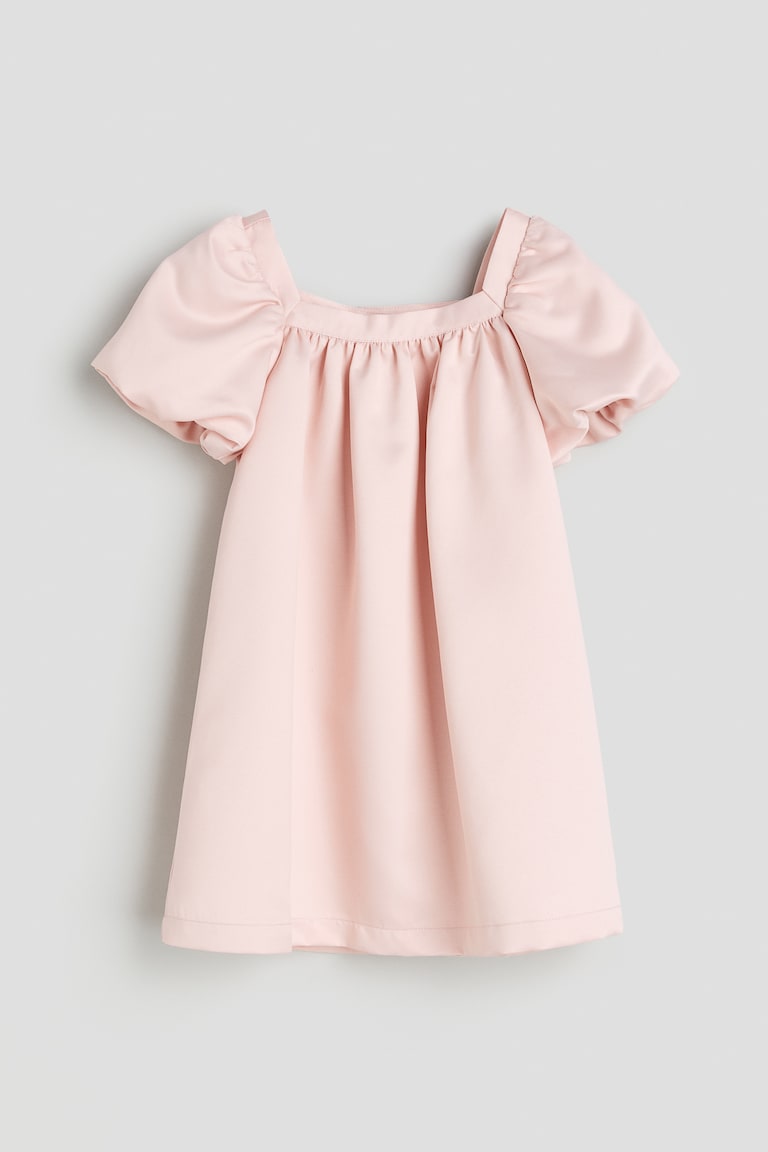 strapless open back dress Pale Pink Silk Balloon Sleeve Dress main image 0