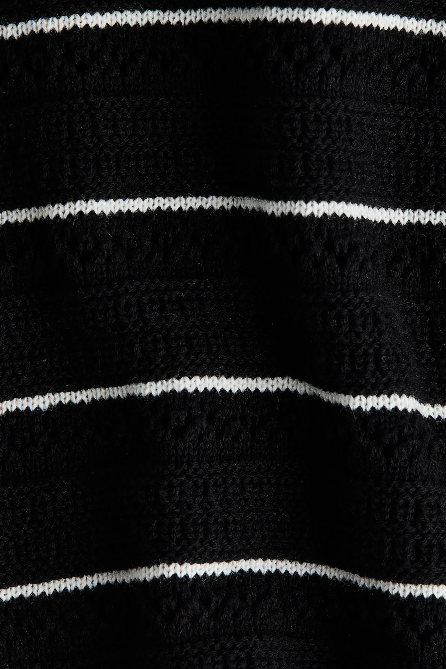 Pointelle-knit cotton jumper - Black/Striped/Cream/Striped - 3