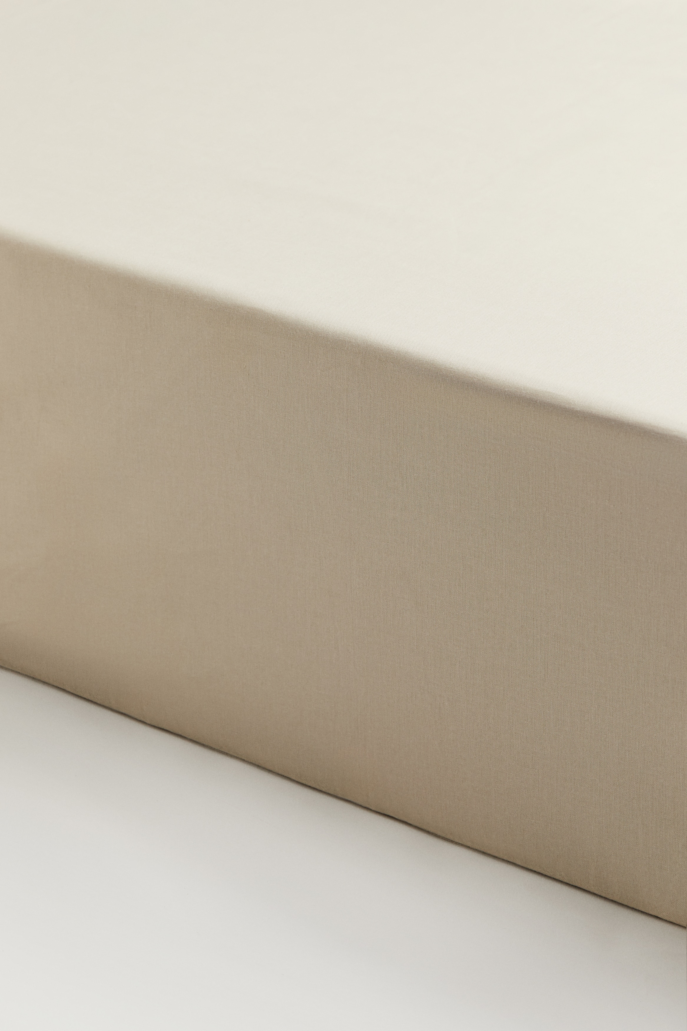 Fitted Cotton Sheet - Light beige/White