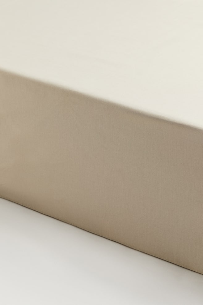 Fitted Cotton Sheet - Light beige/Dusty taupe/White/Light gray - 1