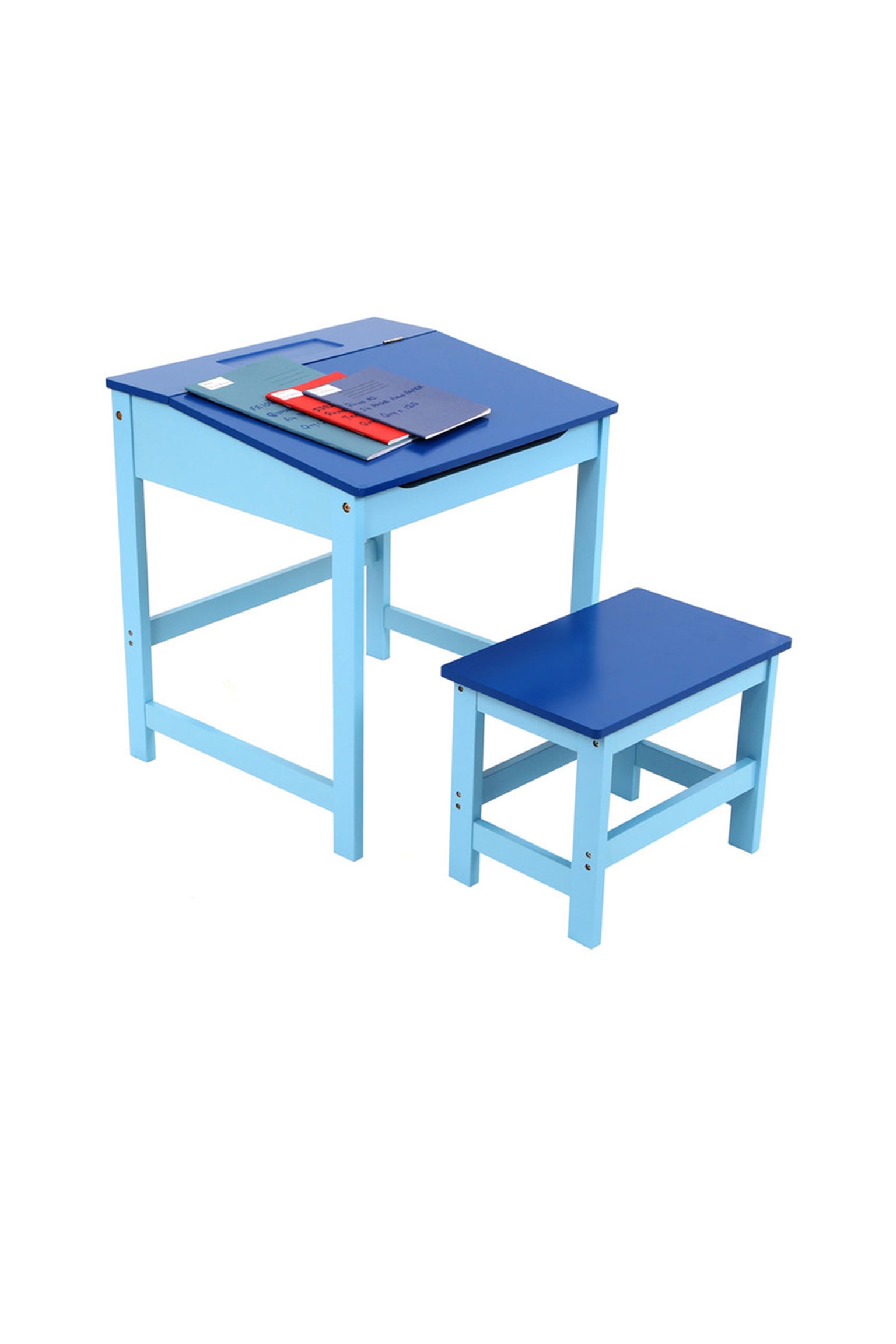 Kids Desk And Stool - Blue/White/Pink - 6