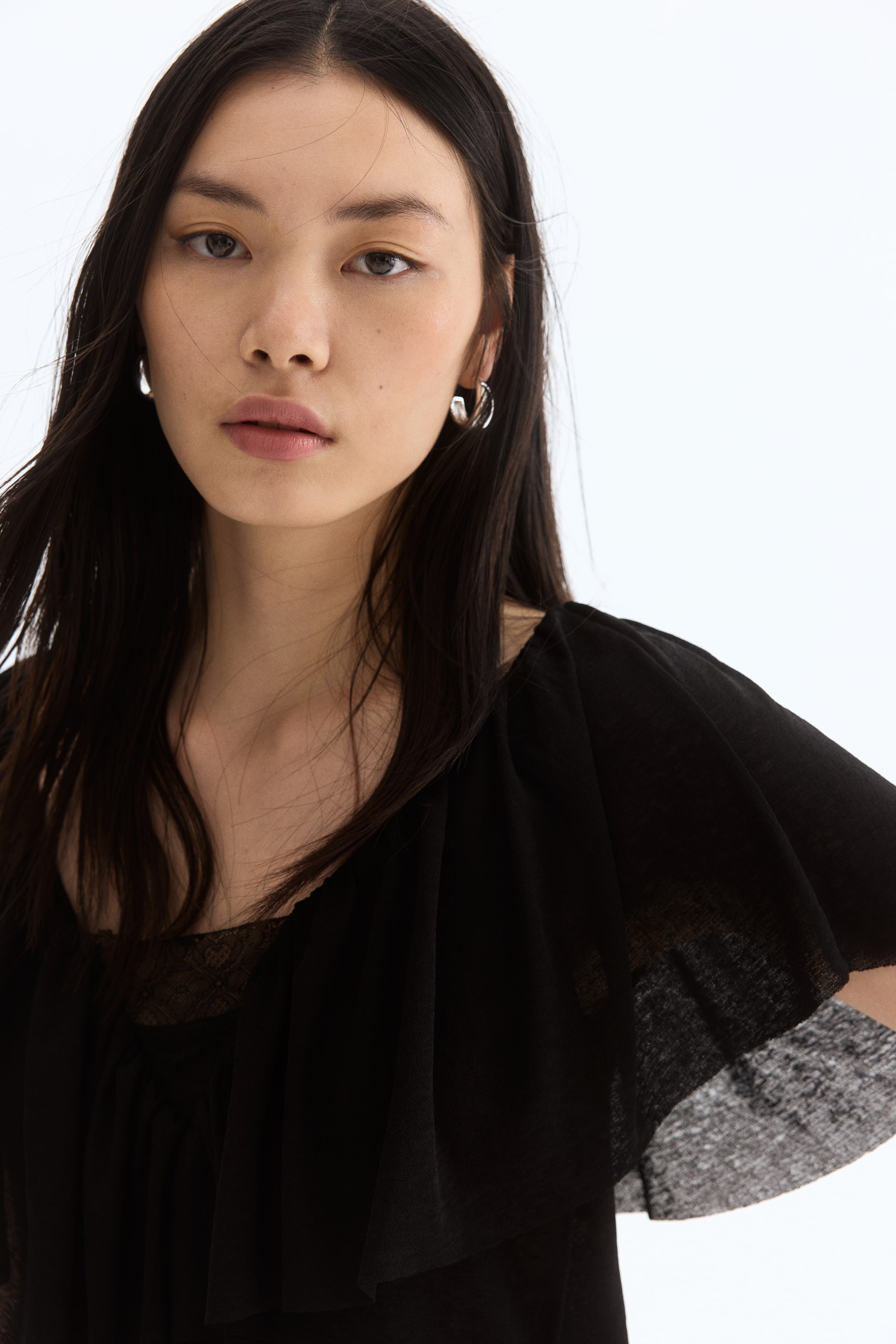 Büyük resmi görüntüle: Farbalalı Üst - Siyah - KADIN | H&M TR 1