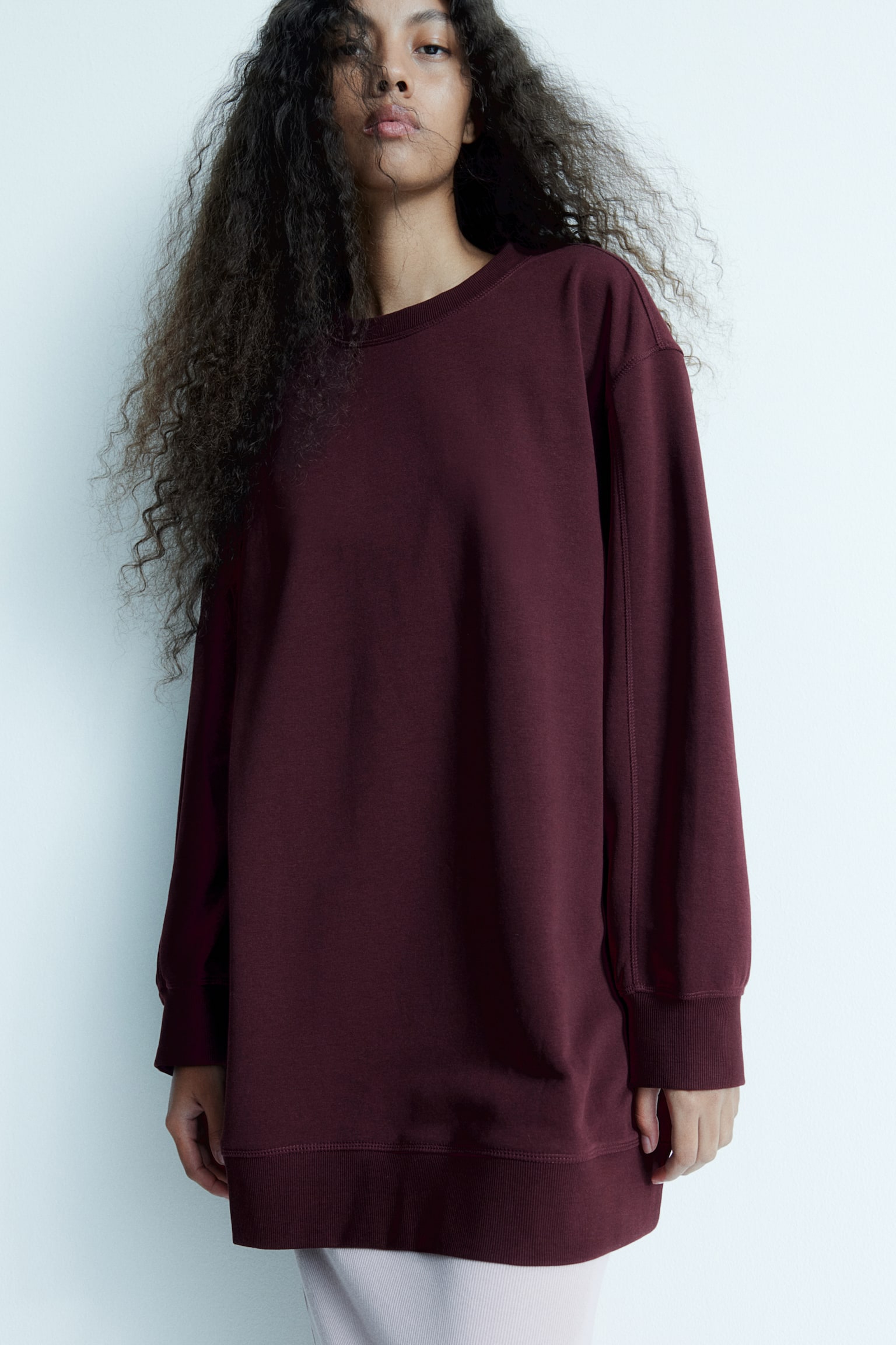 Sweatshirt dress - Burgundy/Black/Light beige/Light blue/Dark grey/Light grey marl - 1