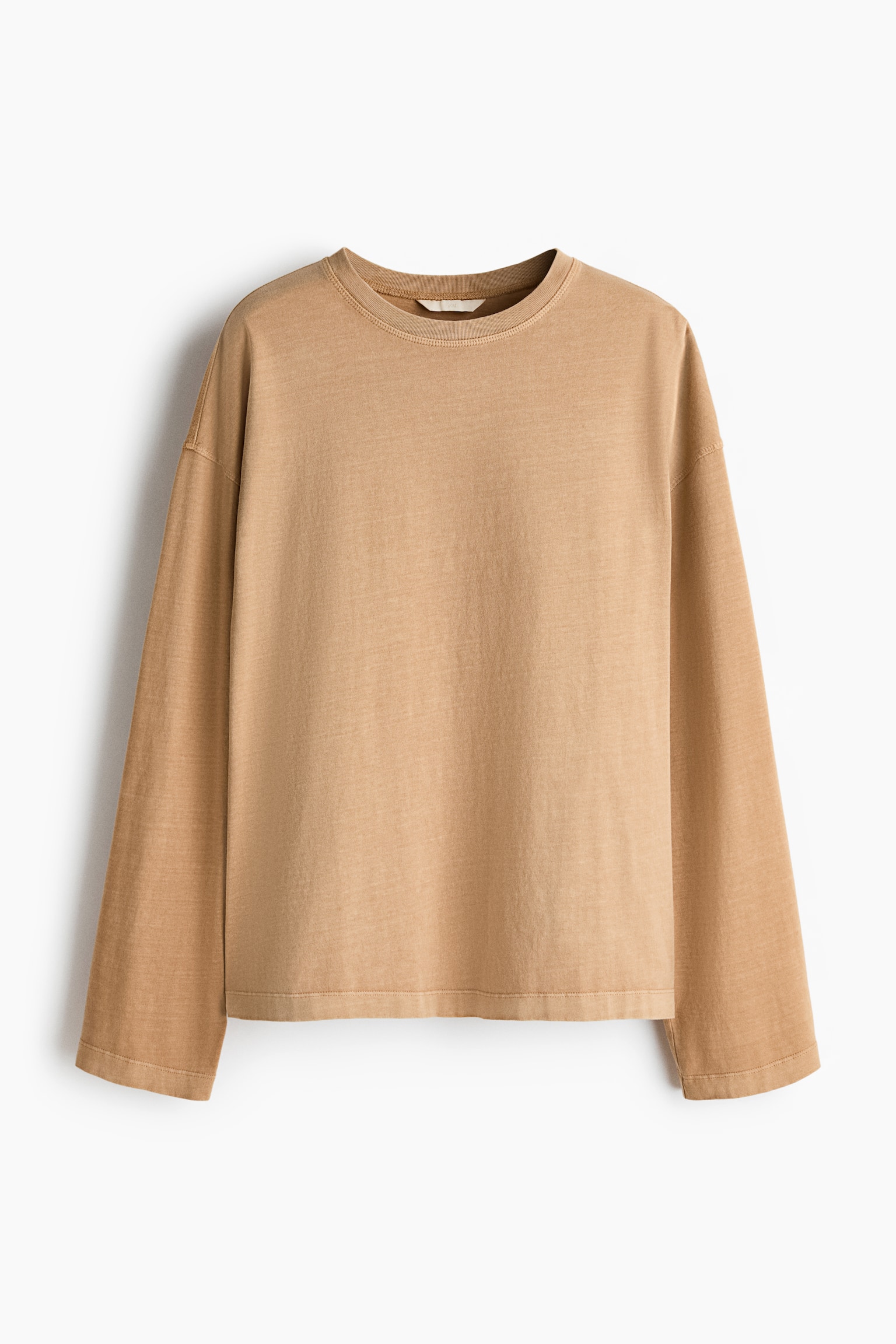 Long-sleeved cotton top - Beige/Light beige/Black - 2