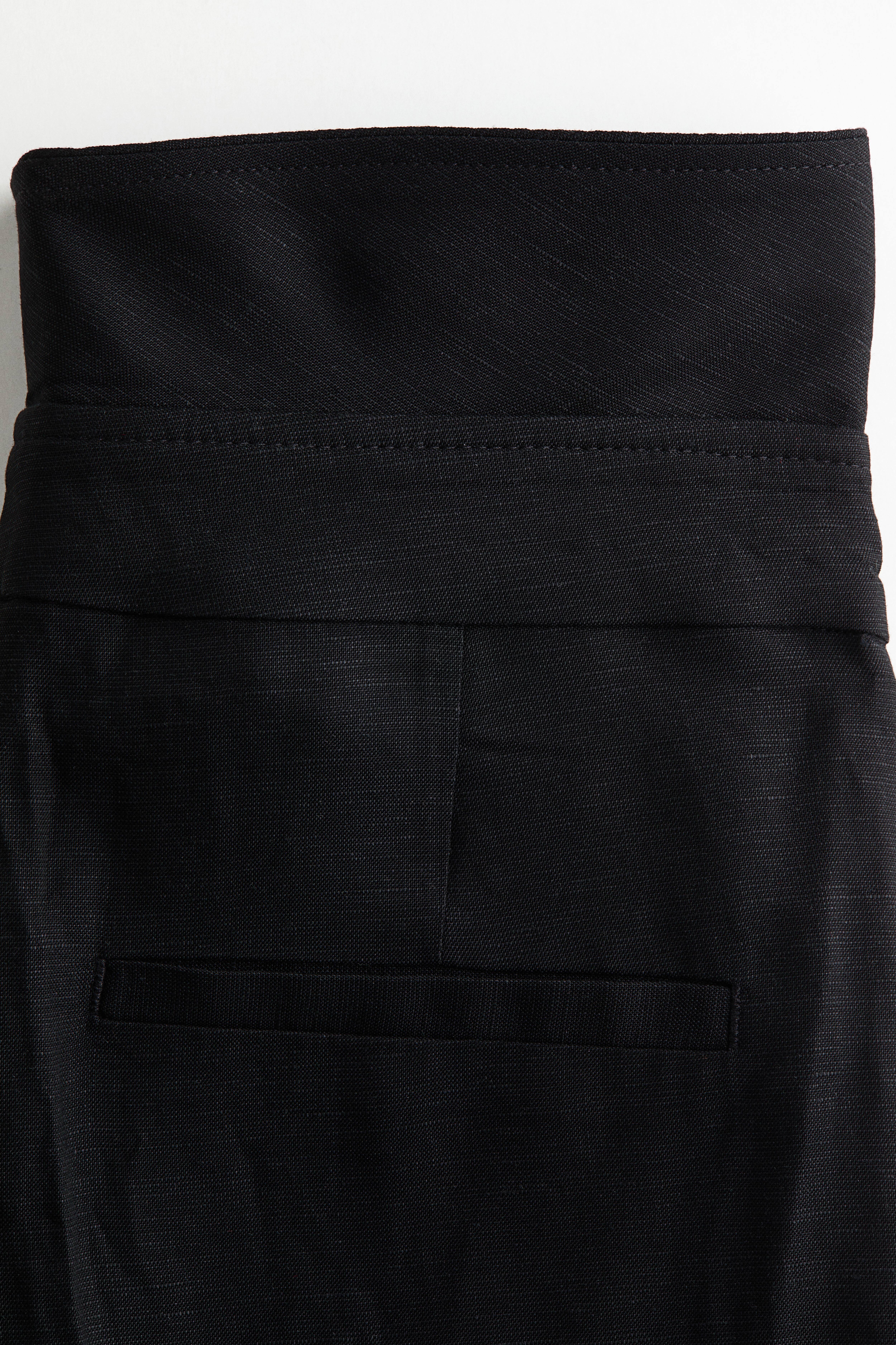 Foldover-Waist Linen-Blend Pants