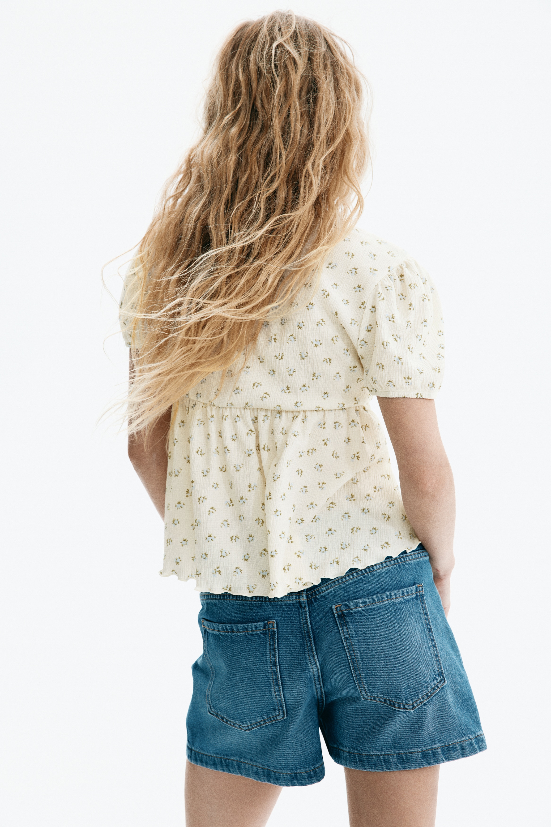 Crinkled jersey top