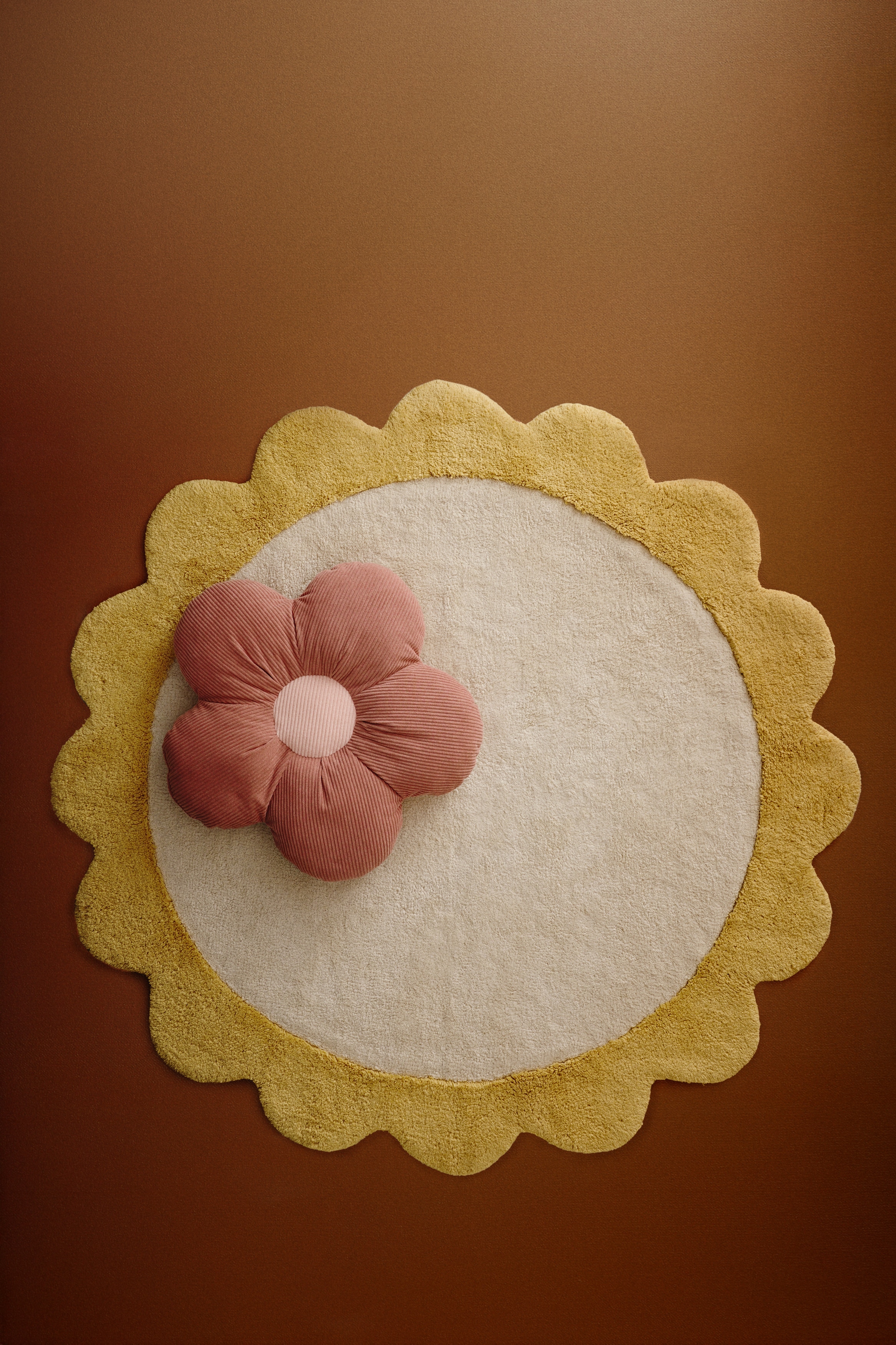 Tapis fleur en coton - Jaune/fleur/Rose/fleur