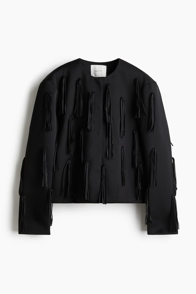 Veste frangée - Noir - 1