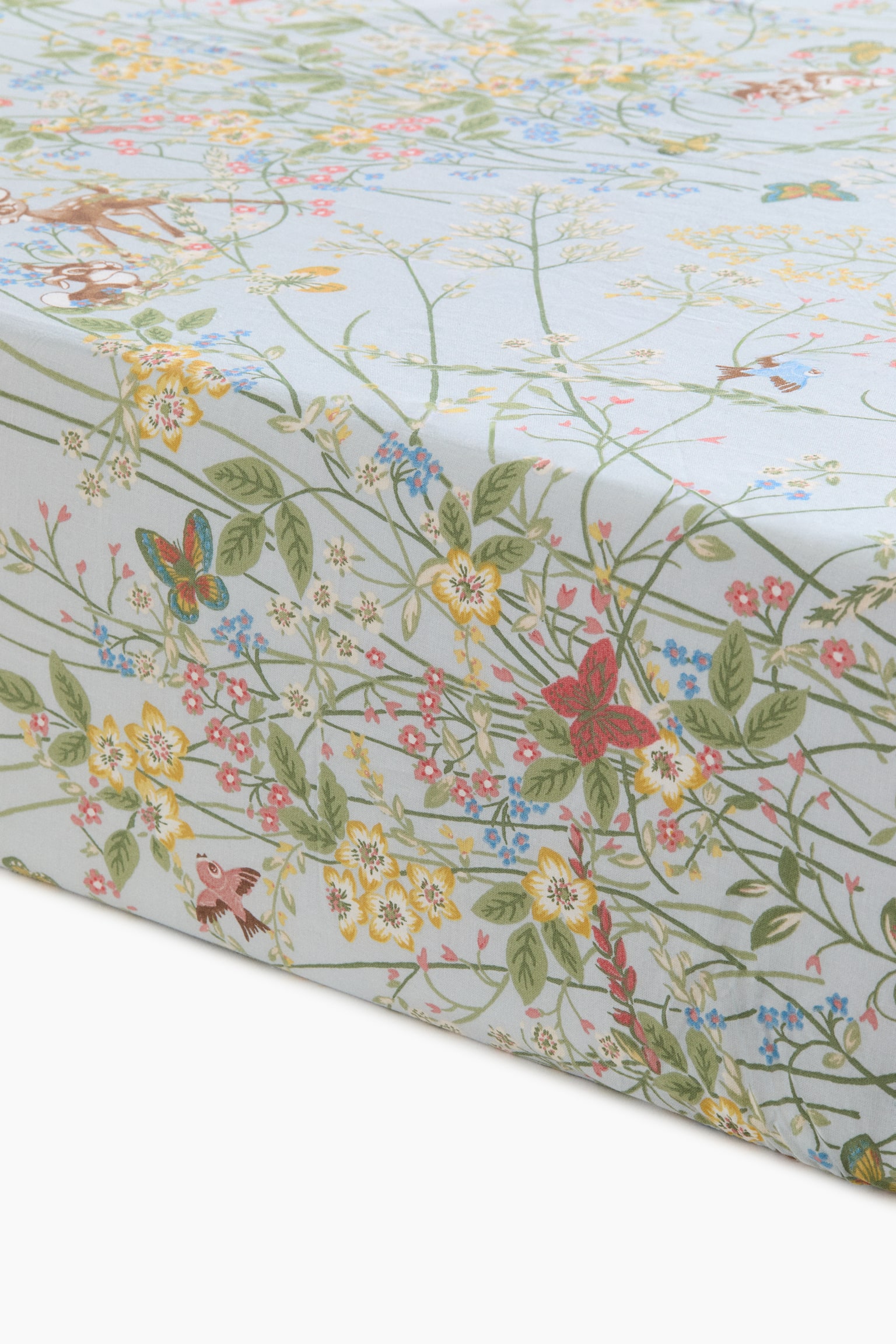 Patterned Cotton Fitted Sheet - Light turquoise/Bambi/White/Bambi/Pink/Bambi