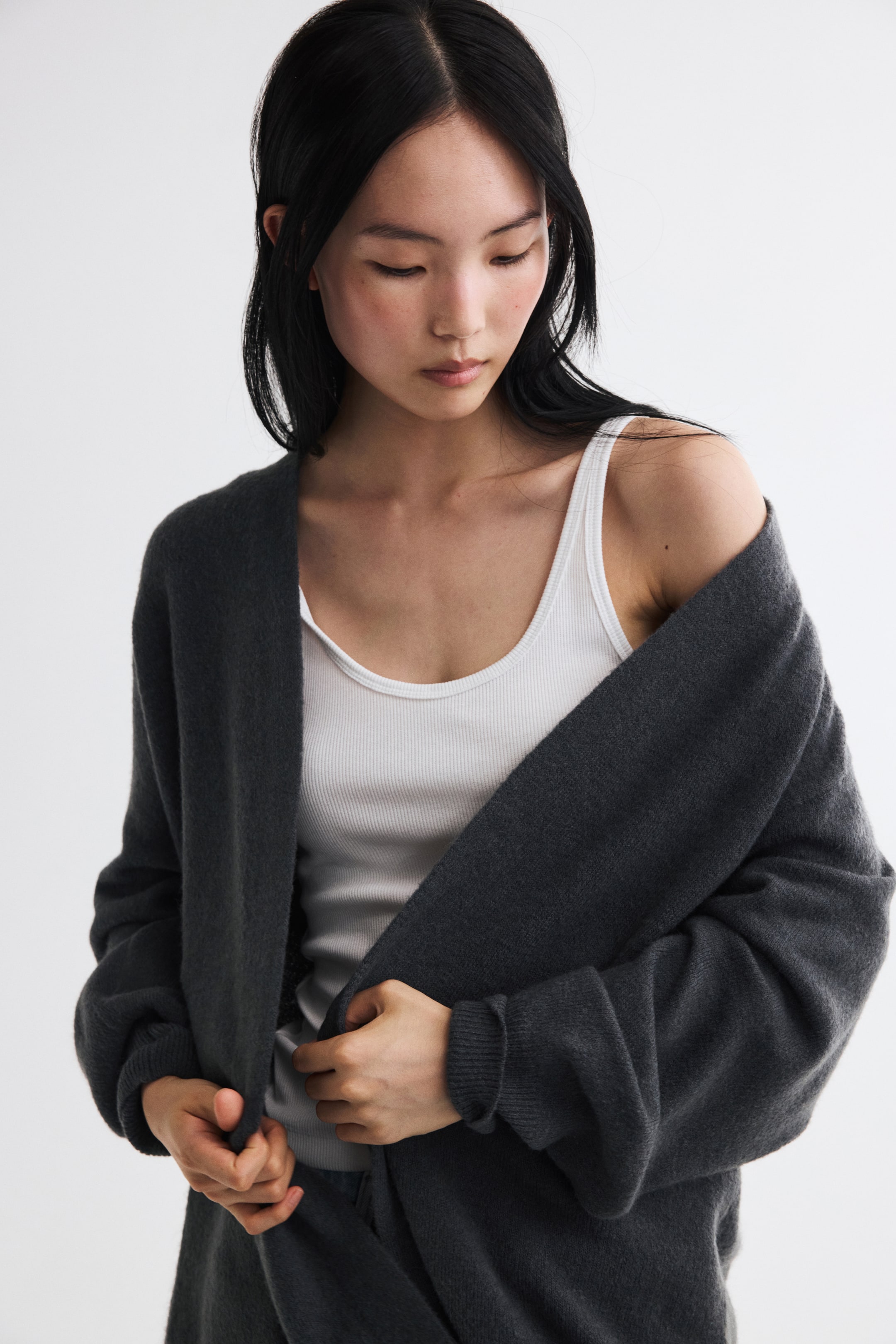 查看大圖: 長版開襟衫 - 深灰色 - Ladies | H&M 1