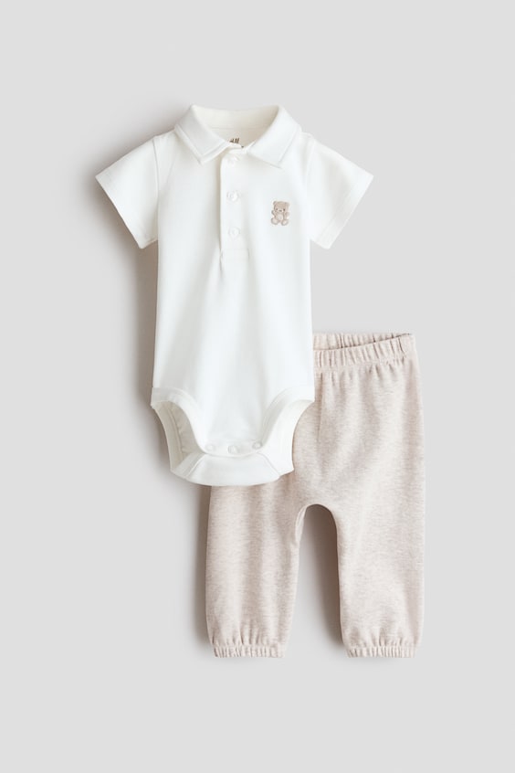 Детские топы H&M 2-Piece Polo Bodysuit and Pants Set