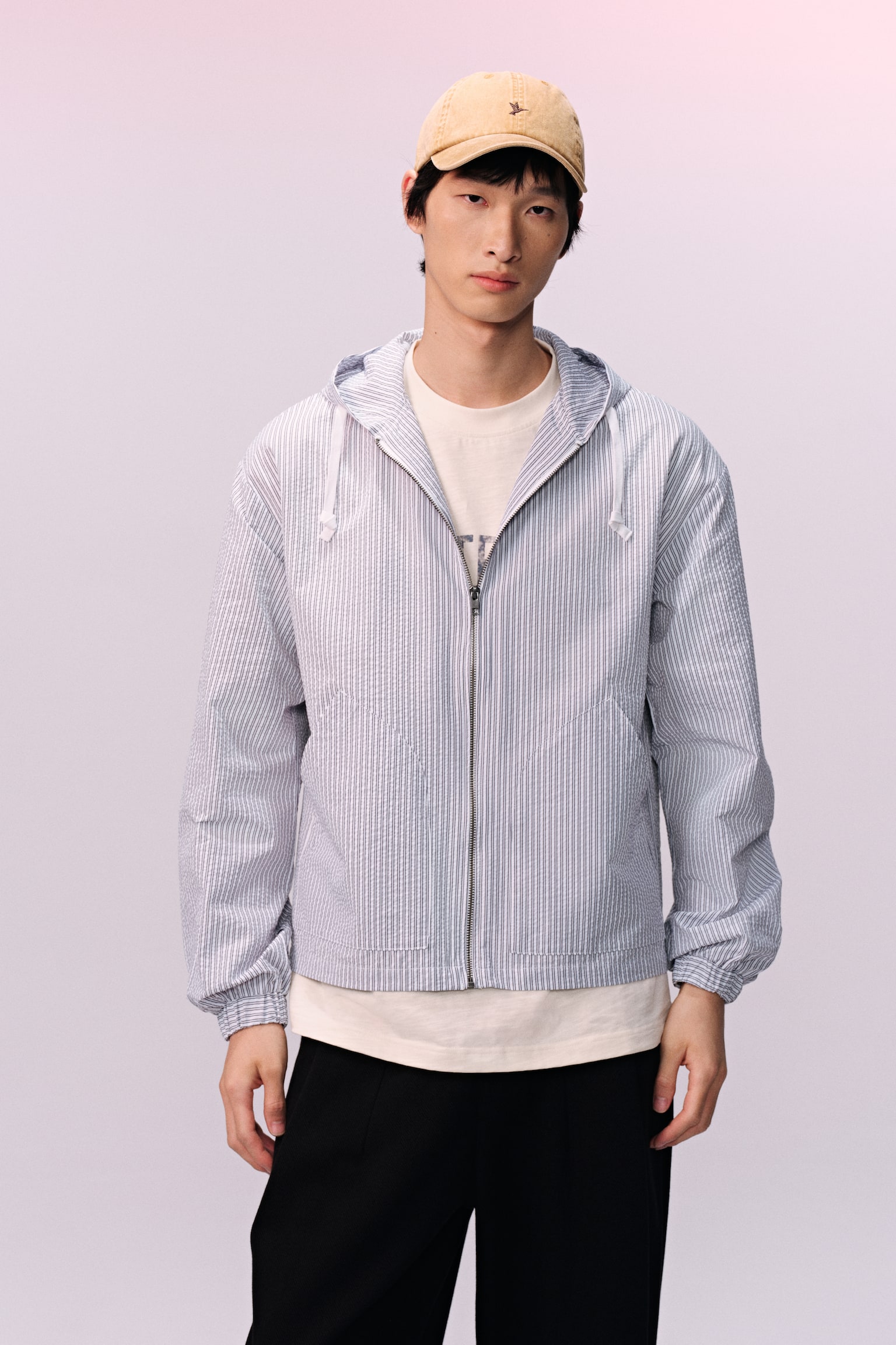 Áo khoác kéo khoá Loose Fit - Màu xanh dương nhạt/Kẻ/Màu xanh dương đậm/Kẻ - 6