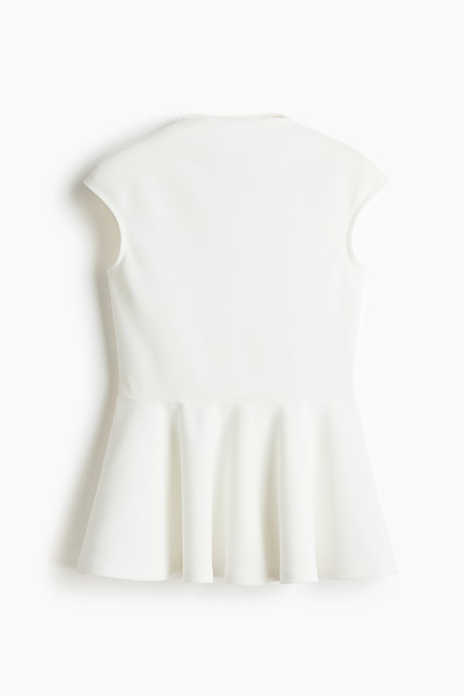 Ponte Peplum Top - White/Dusty turquoise - 1
