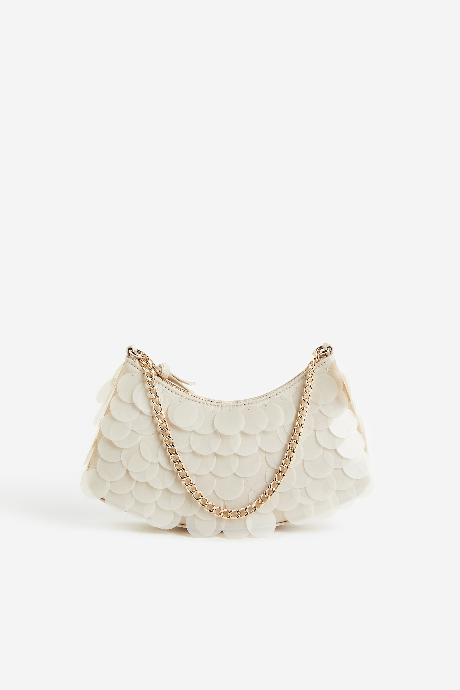 Sequined shoulder bag - Light beige - 1