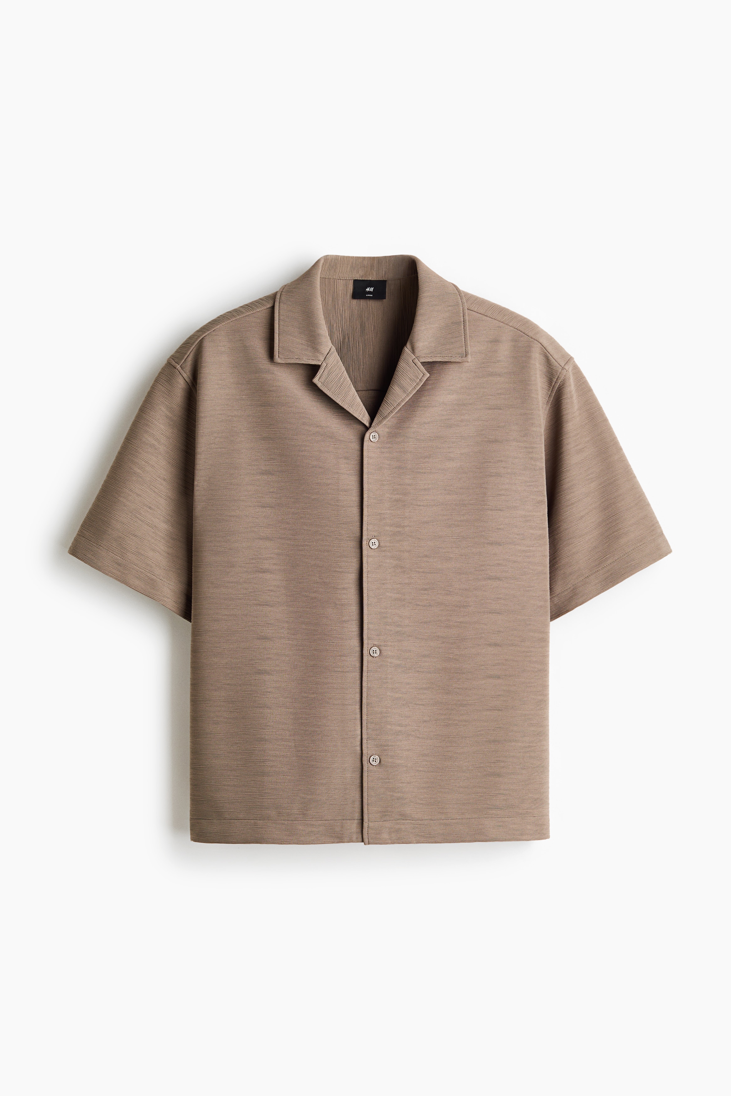 Áo sơ mi cổ hai ve Loose Fit - Màu be/Màu trắng