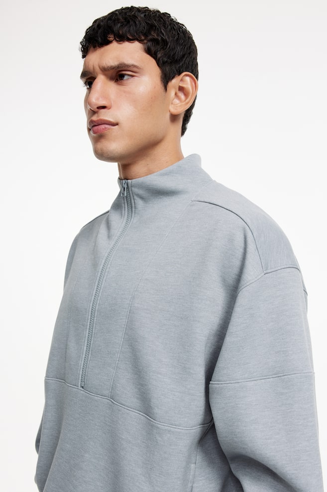 DryMove™ Sweatshirt mit kurzem Zipper - Graumeliert/Schwarz - 3