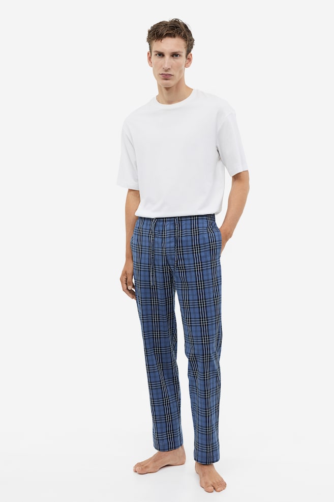Regular Fit pyjama bottoms - Blue/Checked/Light khaki green/Checked - 1
