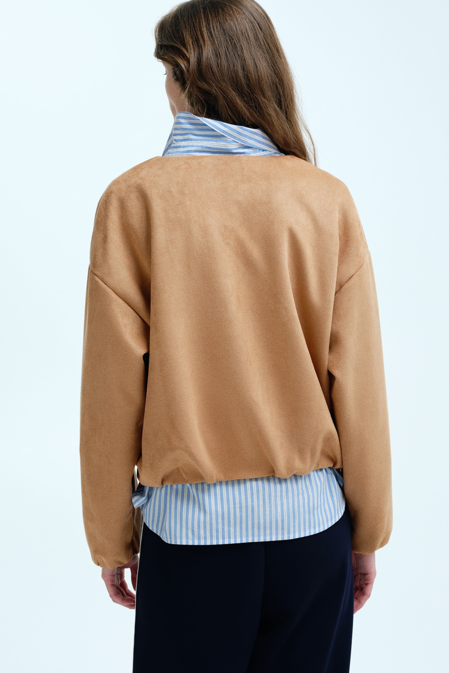 Oversized jersey jacket - Dark beige/Dark turquoise - 5