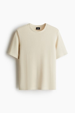 Ribbstickad T-shirt Regular Fit