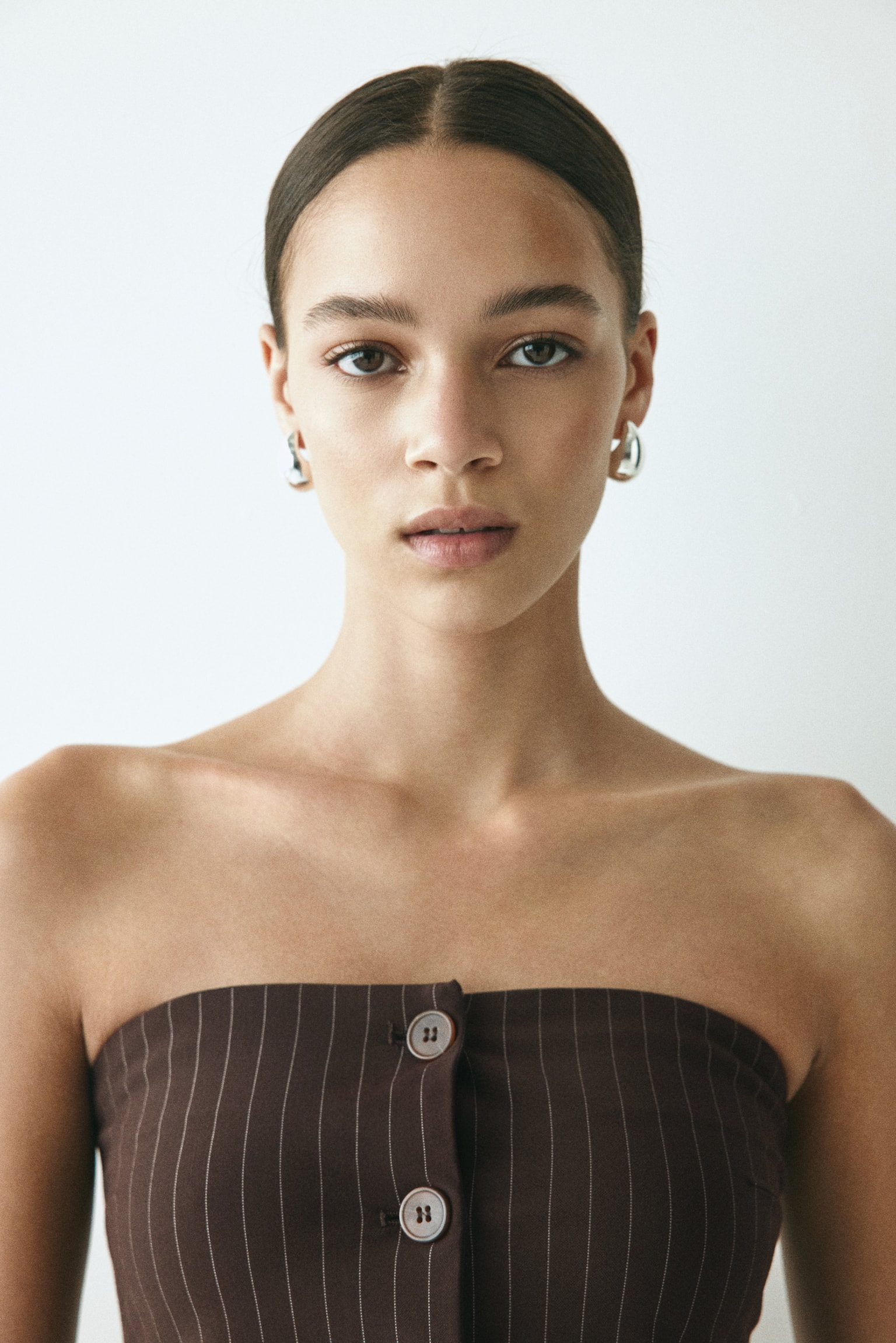 Bandeau waistcoat - Dark brown/Pinstriped - 1