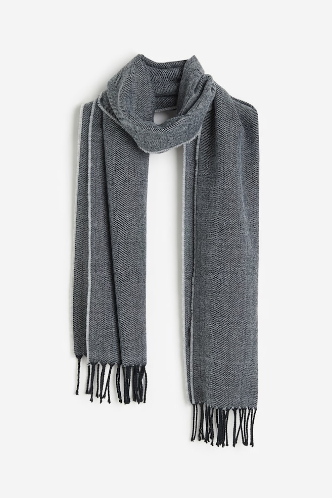 Patterned scarf - Grey/Herringbone-patterned/Dark grey/Checked - 1