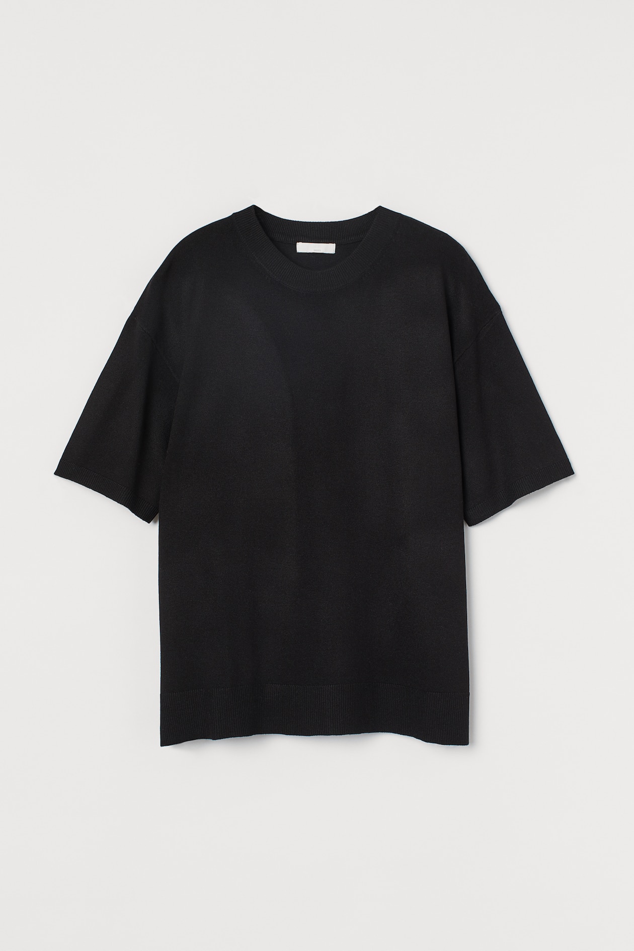 Fine-knit T-shirt - Crew-neck - Short sleeve - Black - Ladies | H&M US