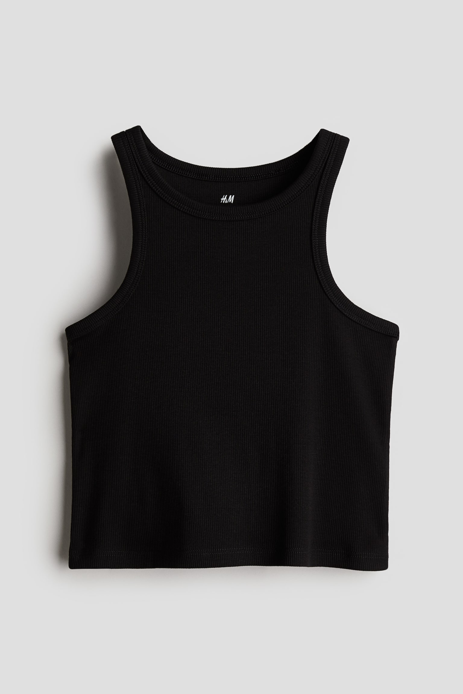 Ribbed Cotton Tank Top - Round Neck - Sleeveless - Black - Kids | H&M US