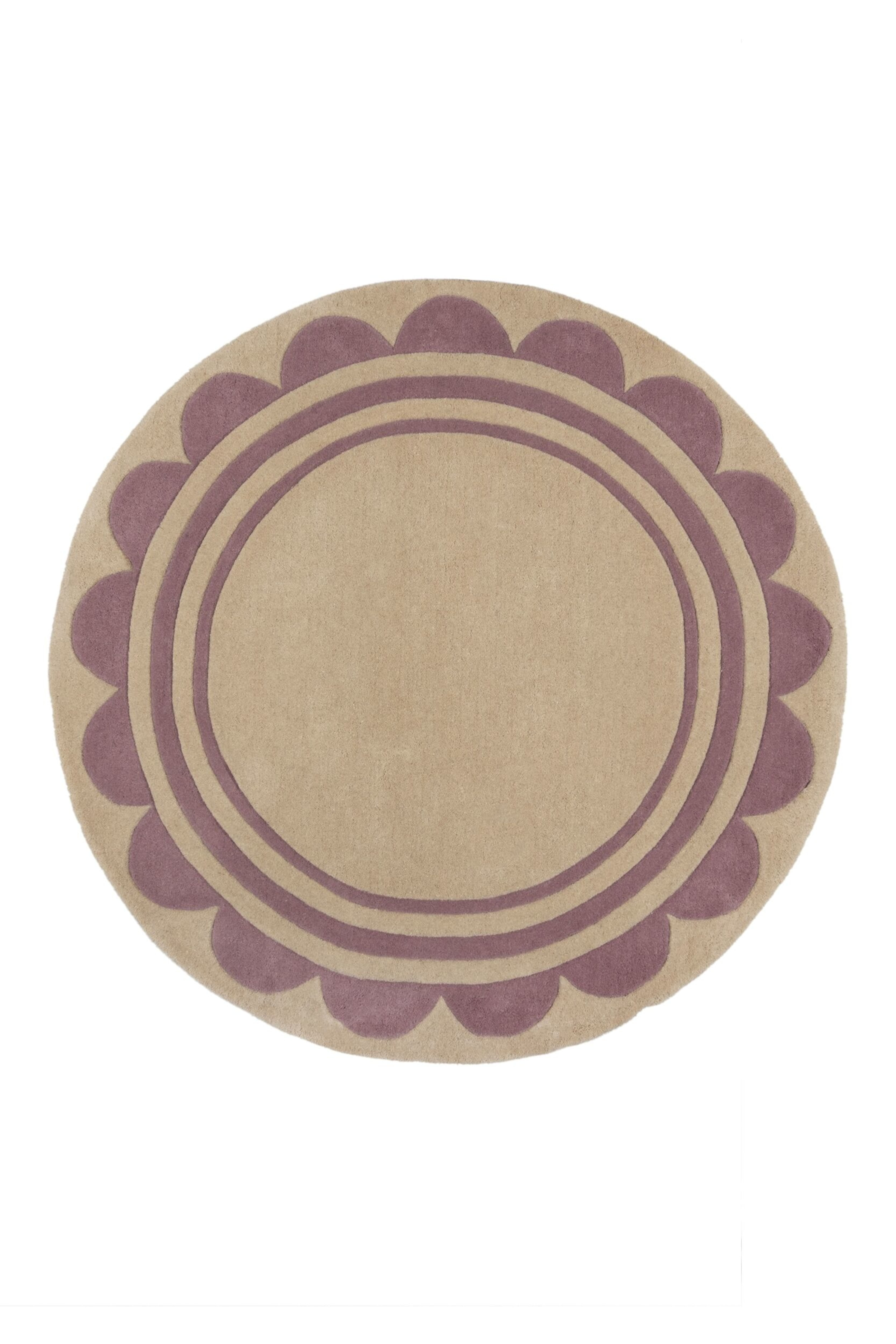 HM Lois Scallop Border Wollteppich Circle Rug