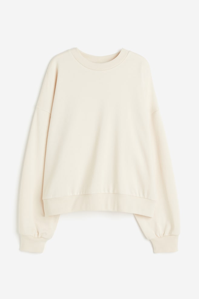 Oversized sweatshirt - Lys beige/Sort/Lysegråmeleret - 2
