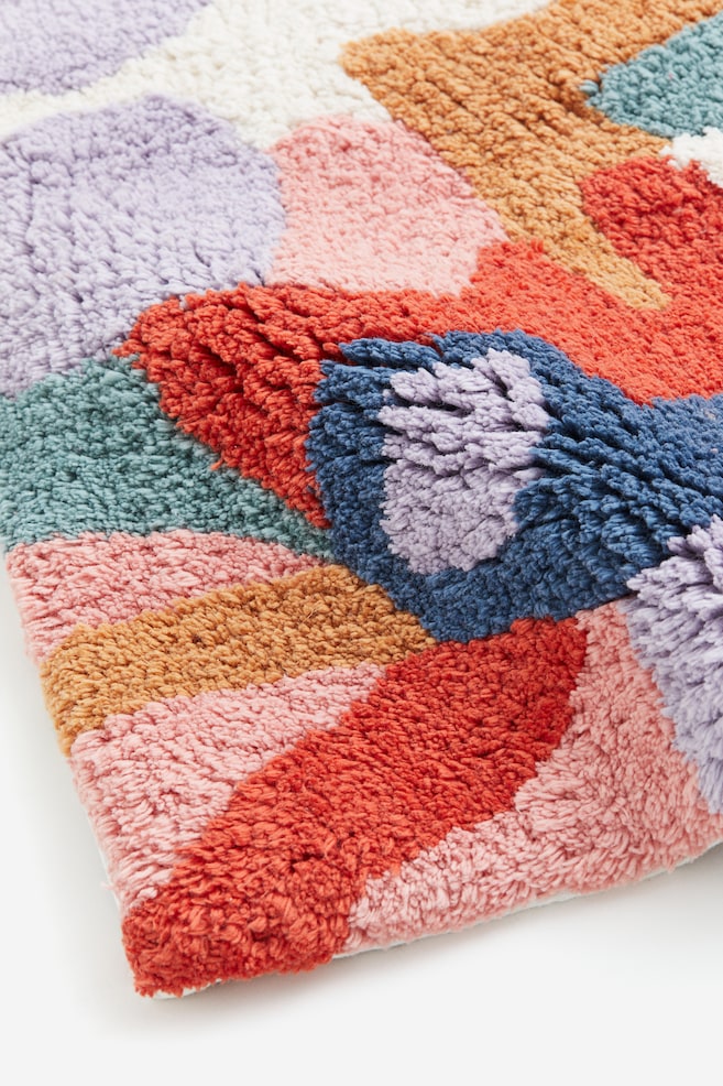 Patterned cotton bath mat - Pink/Patterned - 2