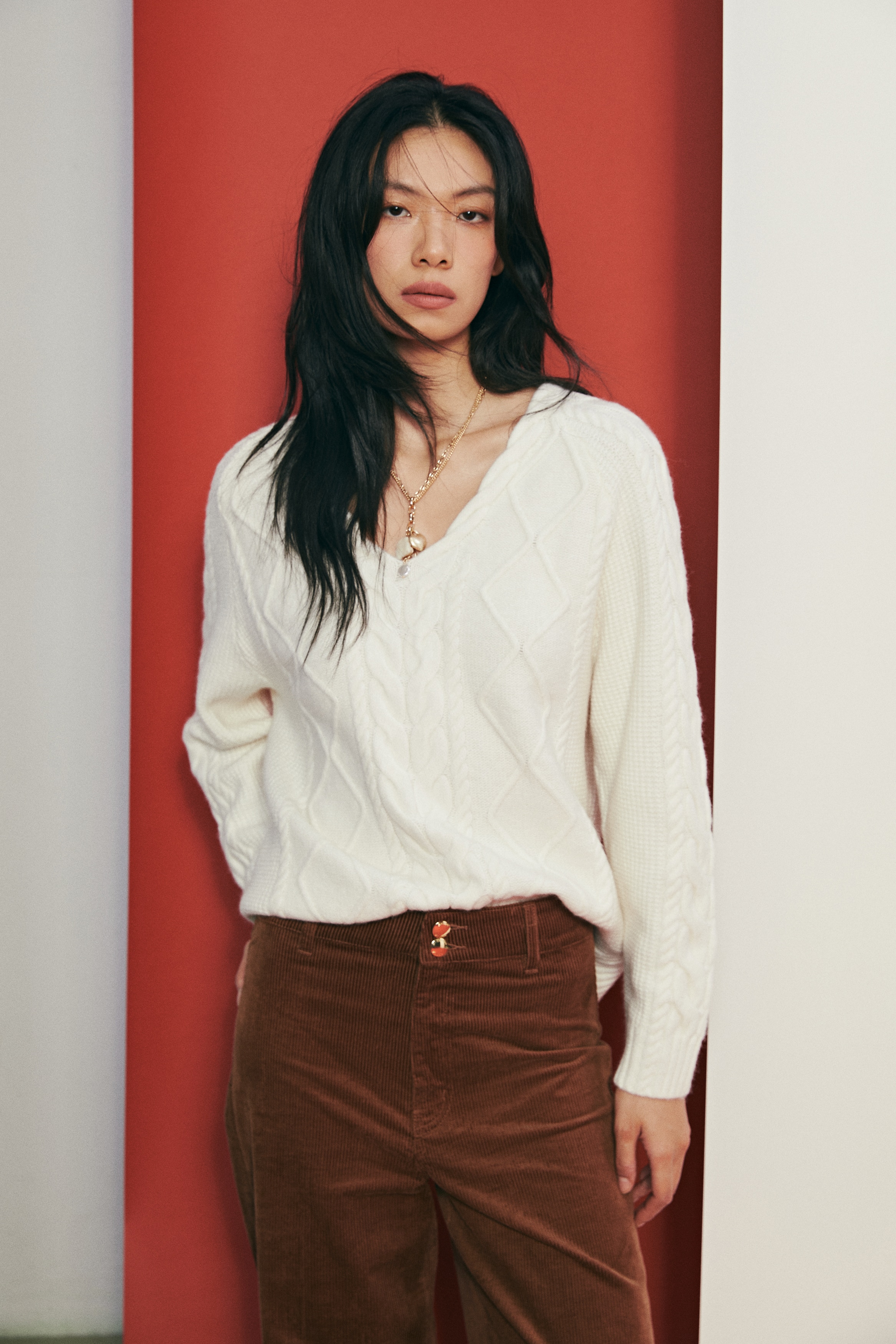 ケーブルニットセーター - ホワイト - レディース | H&M JP