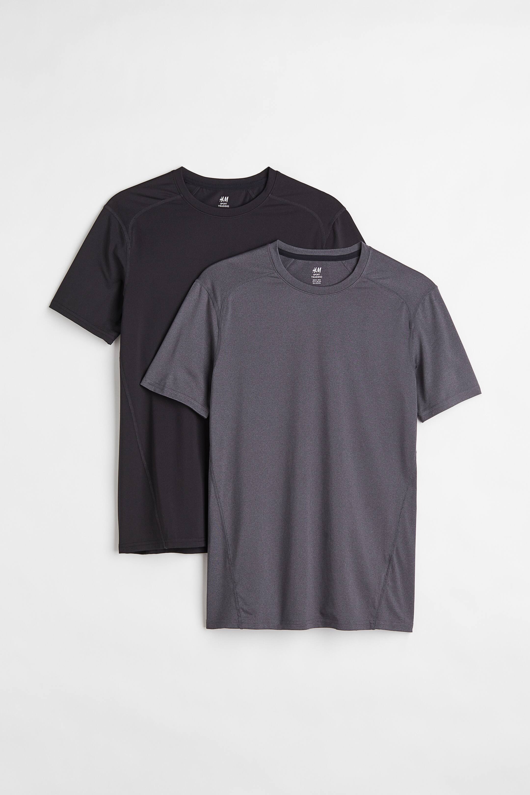 View larger image: 2-pack sports tops - Dark grey marl/Black - Men | H&M 1