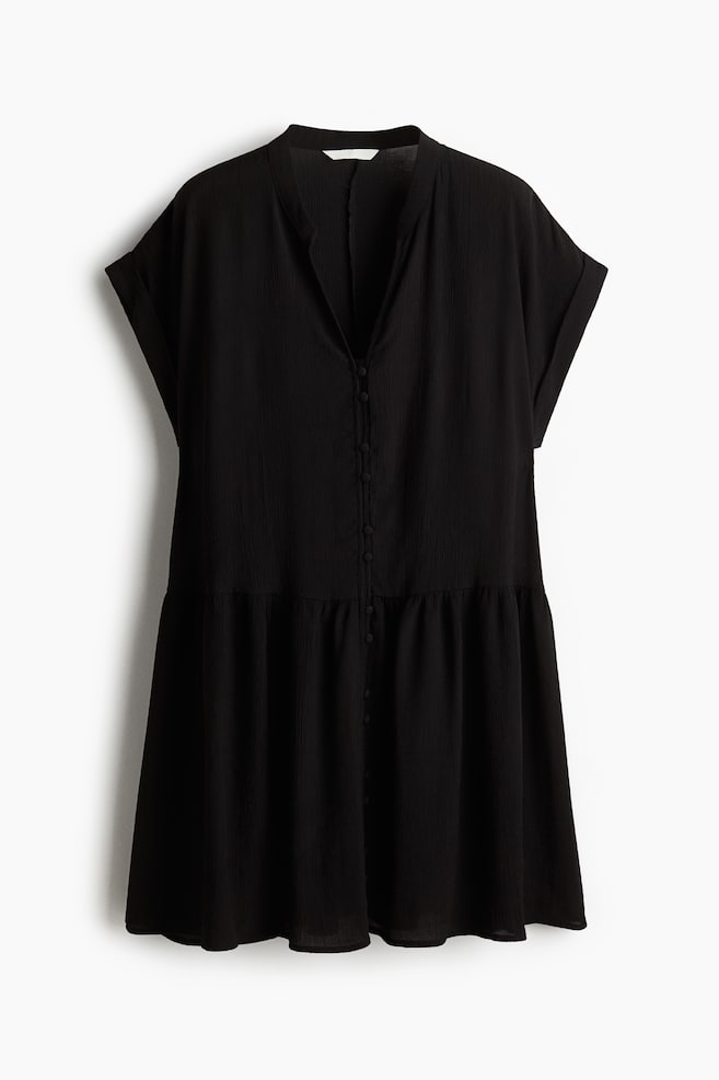 Crinkled Tunic Dress - Black/Cream/zebra print/Dark khaki green - 1