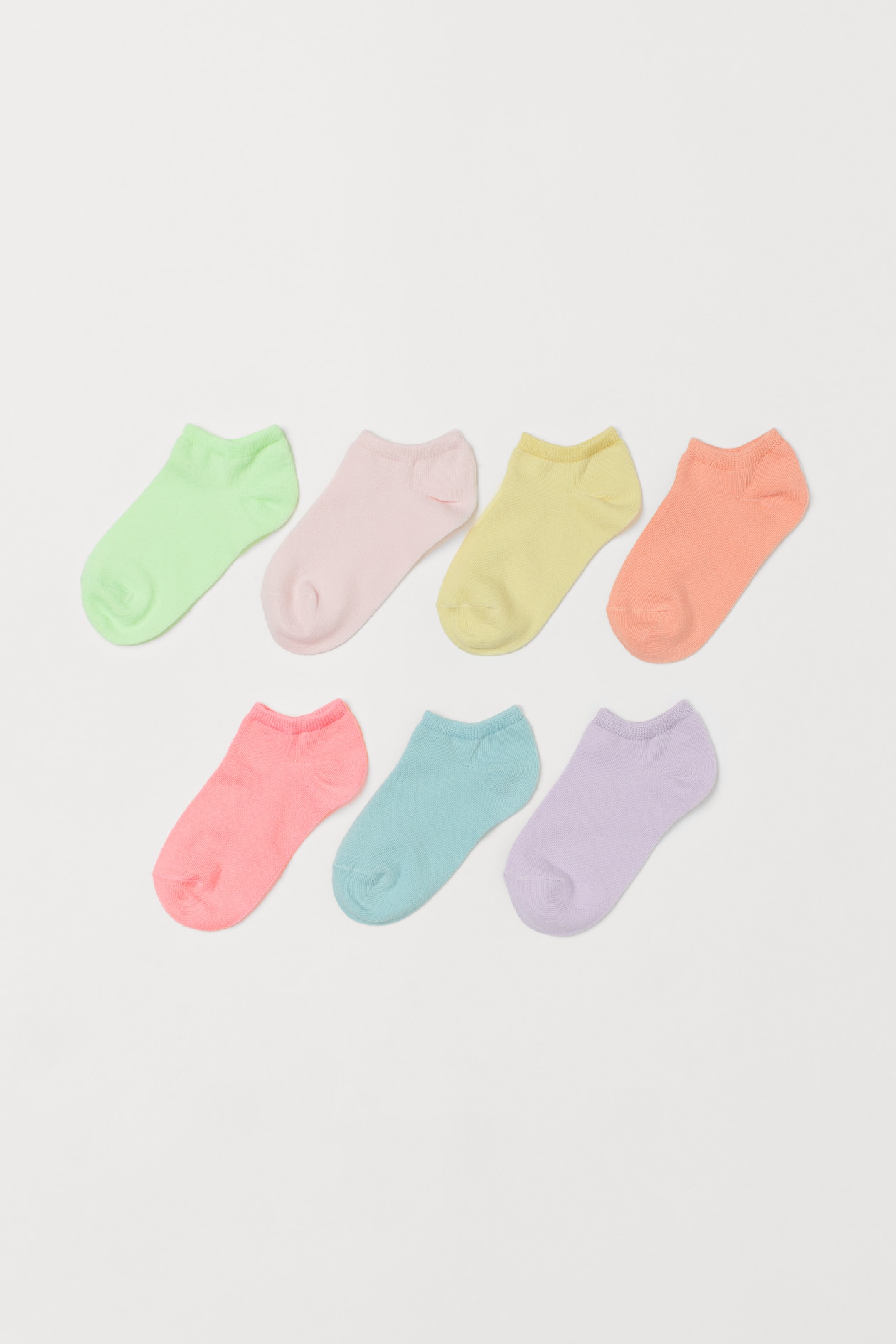 7-pack Ankle Socks - Light yellow/neon pink - Kids | H&M US