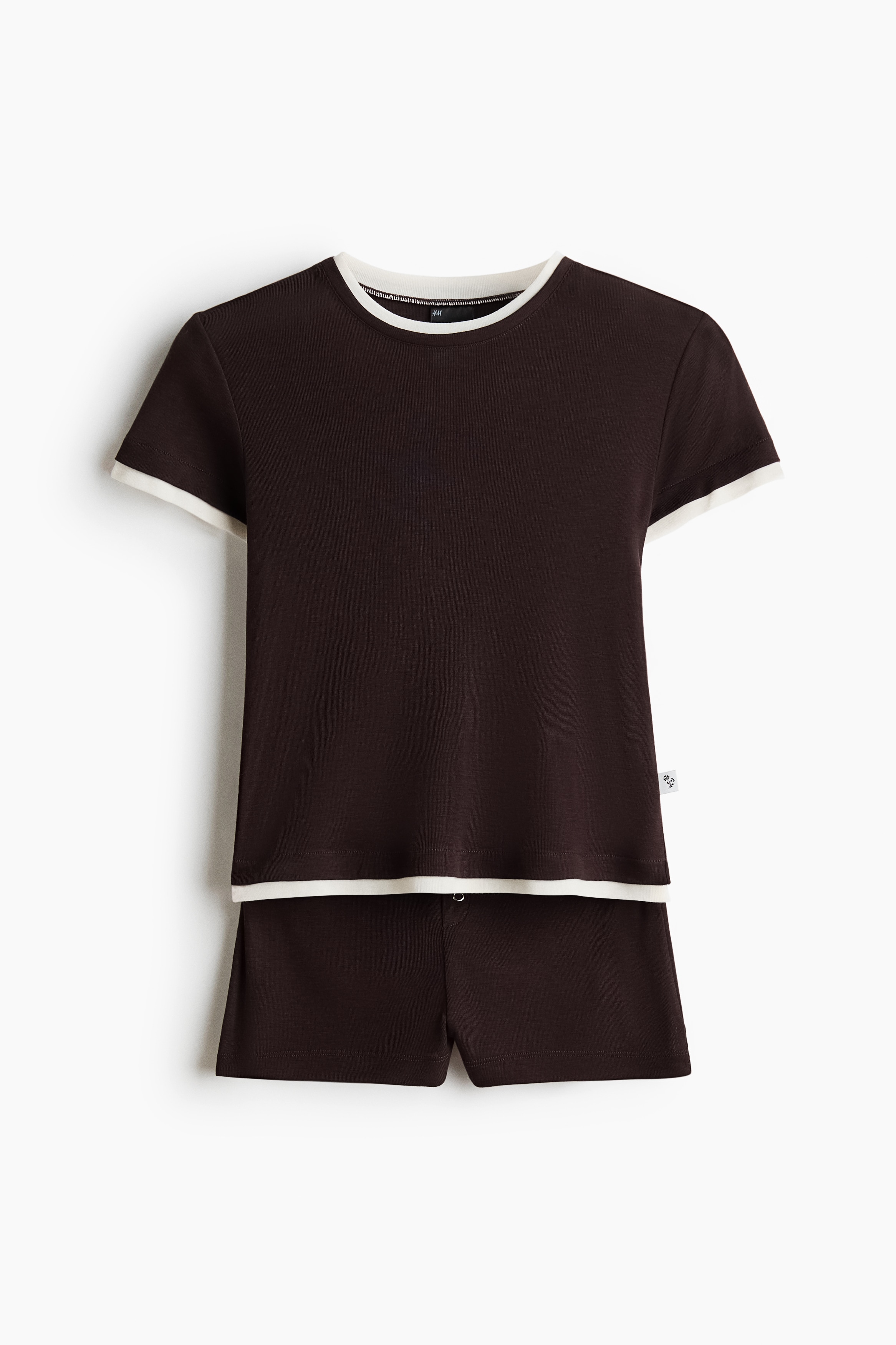 Jersey pyjamas - Dark brown/Cream