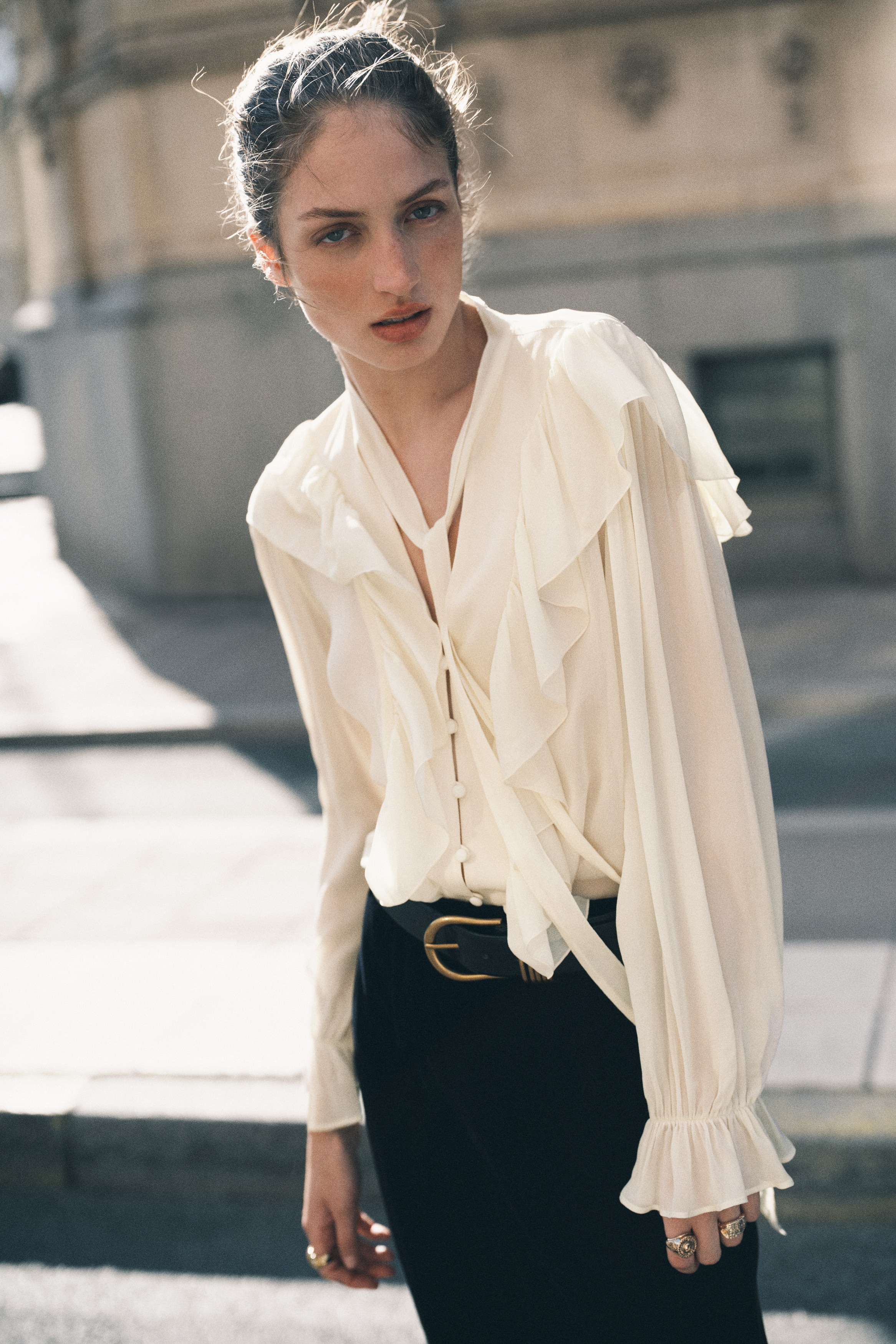 Frill-trimmed blouse