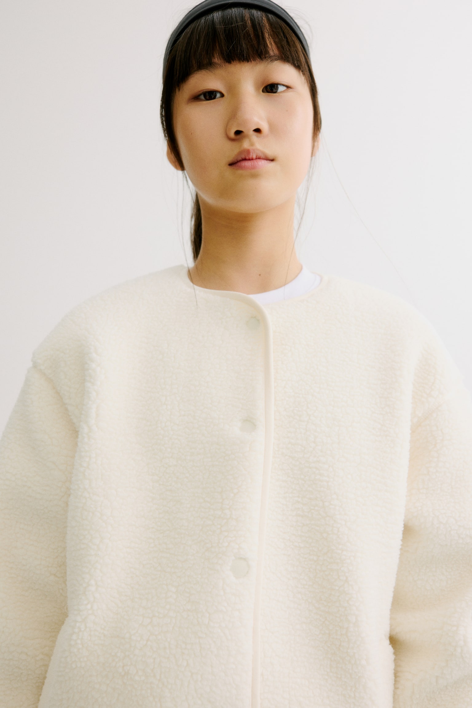 Oversized Fit Teddy sports jacket - Cream - 6