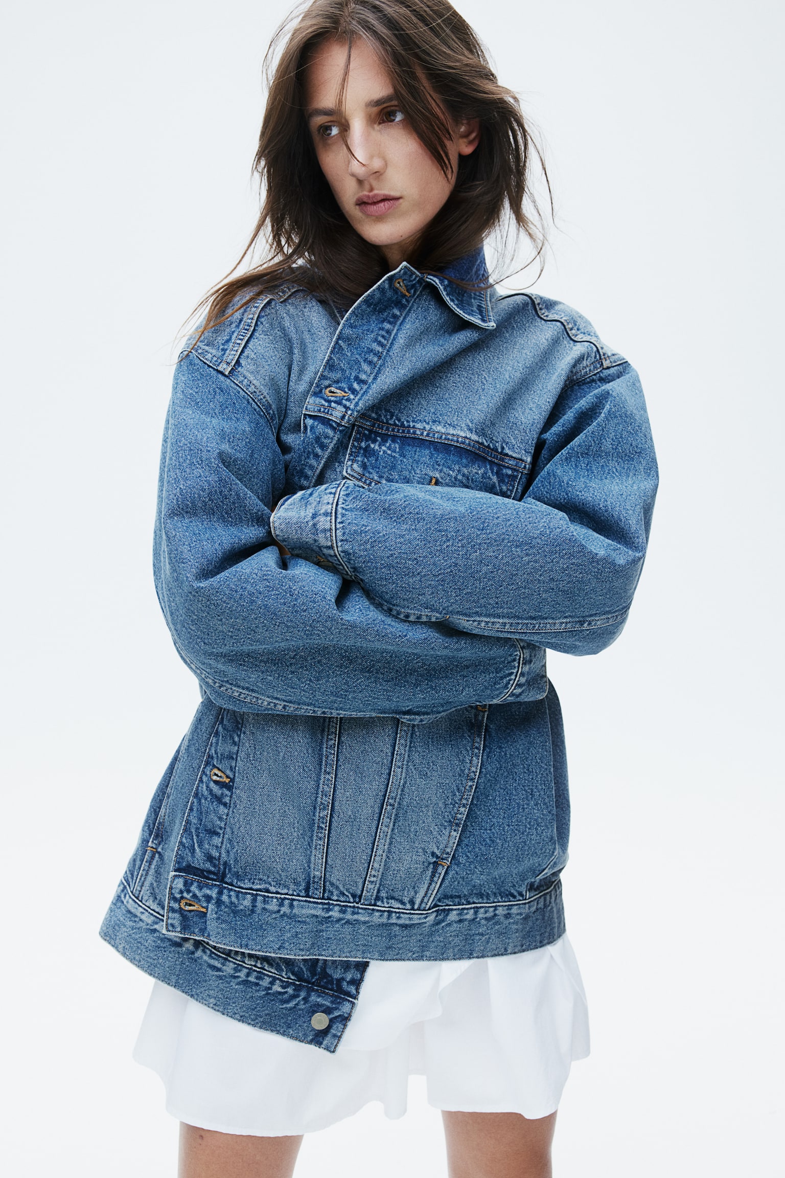 Oversized denim jacket - Denim blue/Dark denim blue/Light denim blue - 3