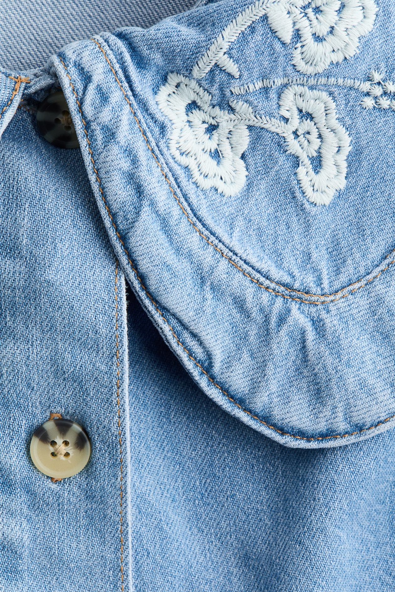 Denim Blouse with Collar - image 2