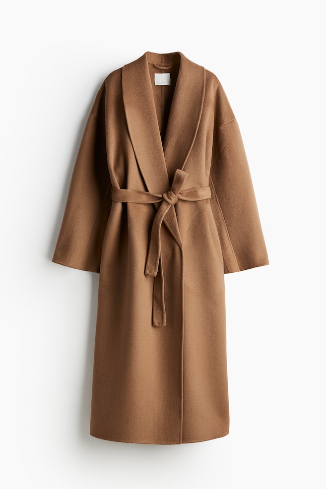 Handmade wool-blend coat - Dark beige - 1