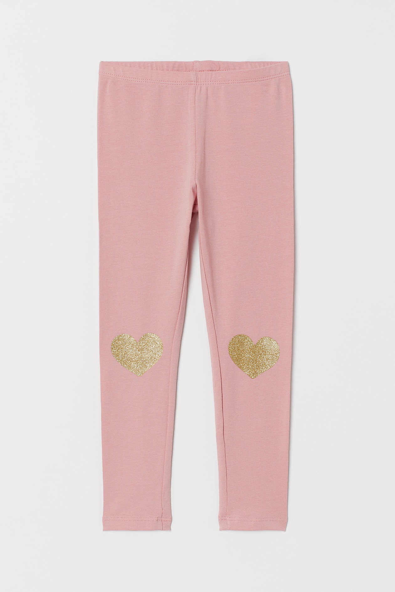Baumwollleggings - Normale Bundhöhe - Lang - Altrosa/Herz - Kids | H&M DE