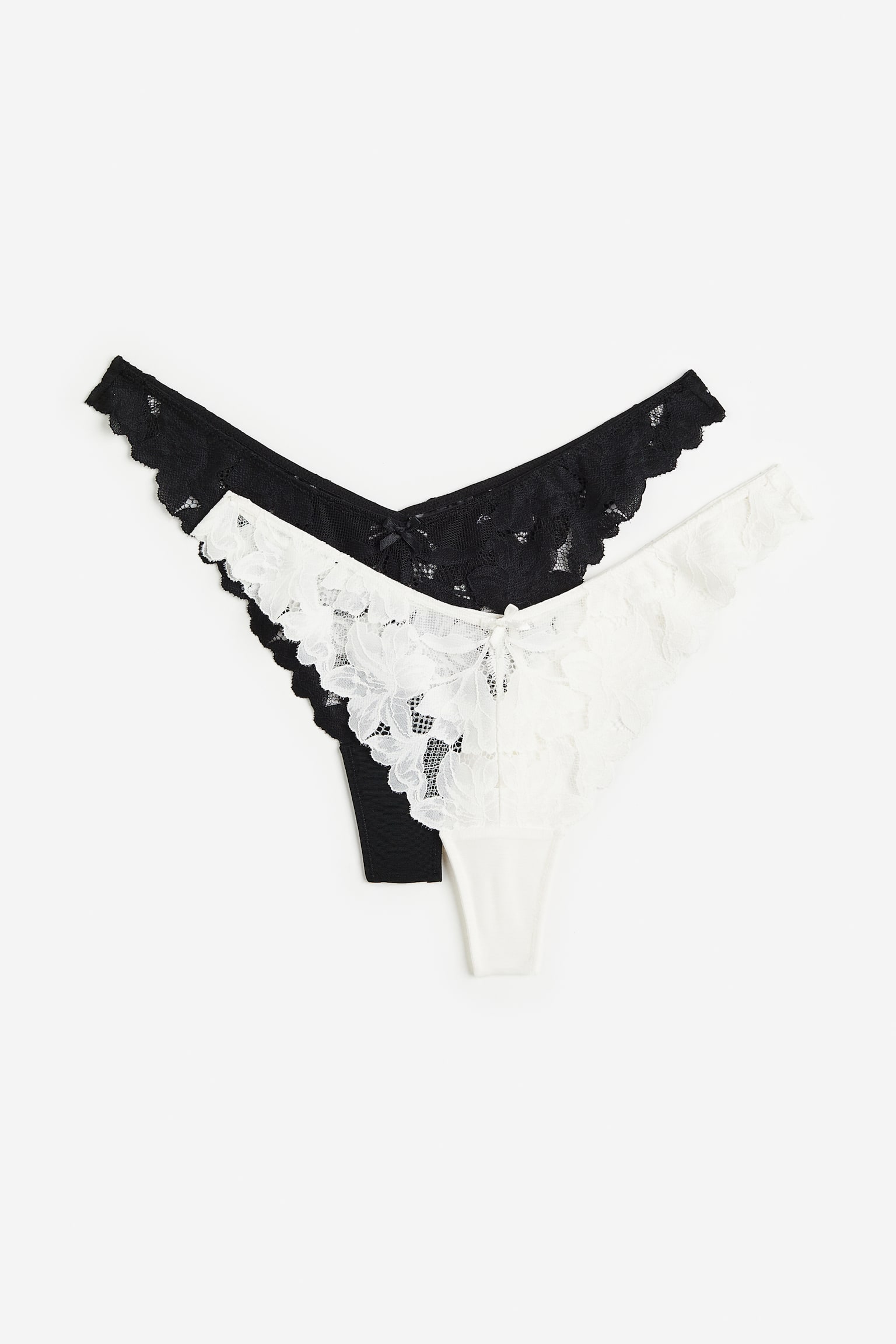 2-pack Lace G-strings - Black/White - 1