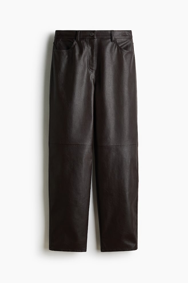 Barrel-leg coated trousers - Dark brown - 1