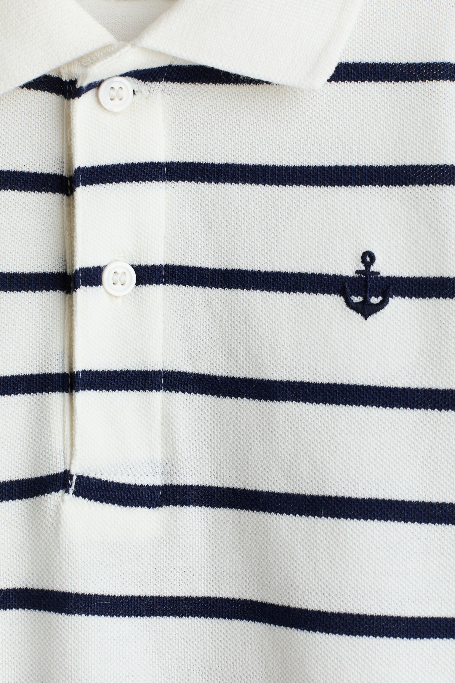 Embroidered-motif piqué polo shirt - Cream/Striped/Yellow/Red/Navy blue/White - 2