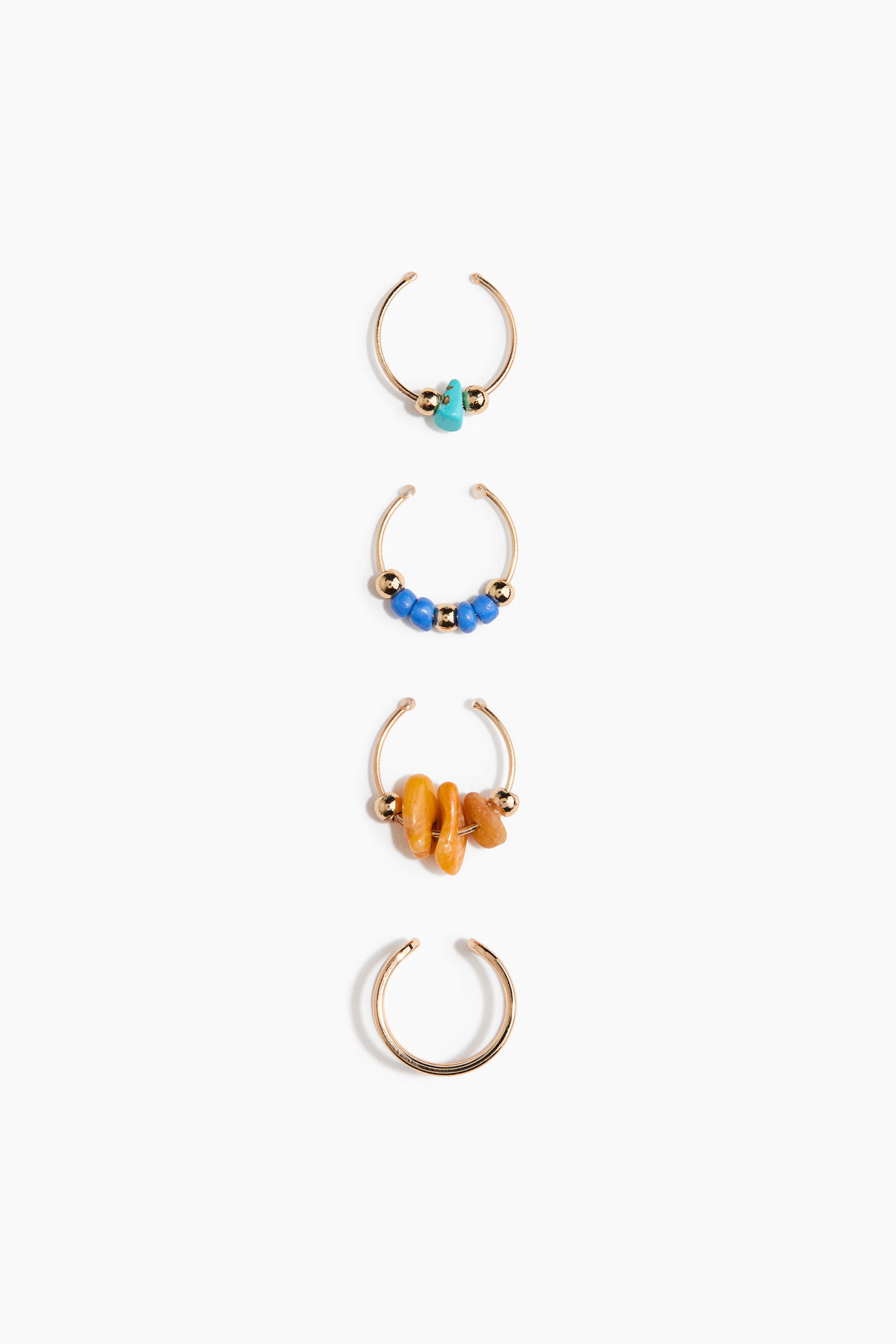 Pack de 4 anillos para el pie - Dorado/Naranja