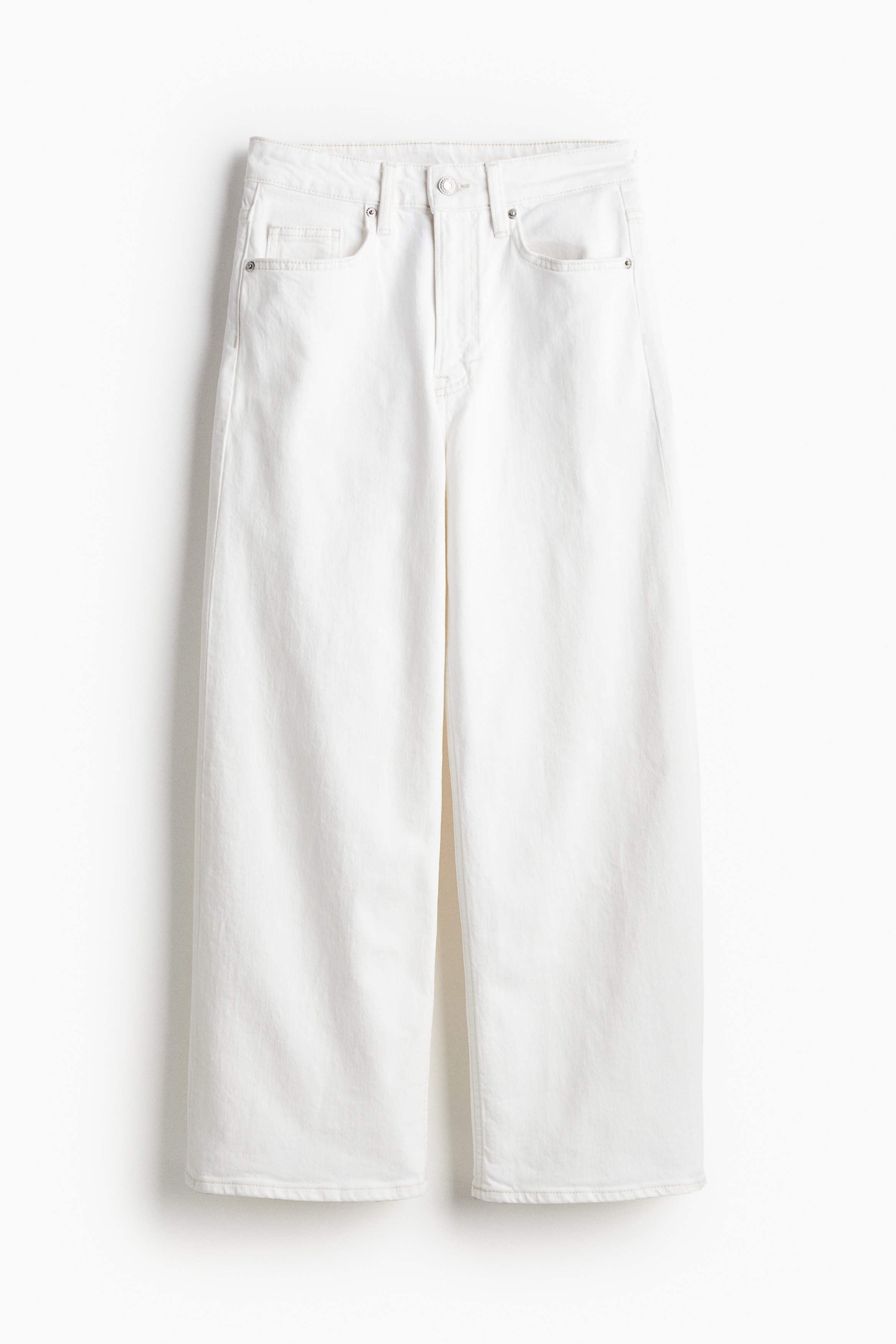 Wide High Cropped Jeans - Blanc/Bleu denim pâle/Beige ancien