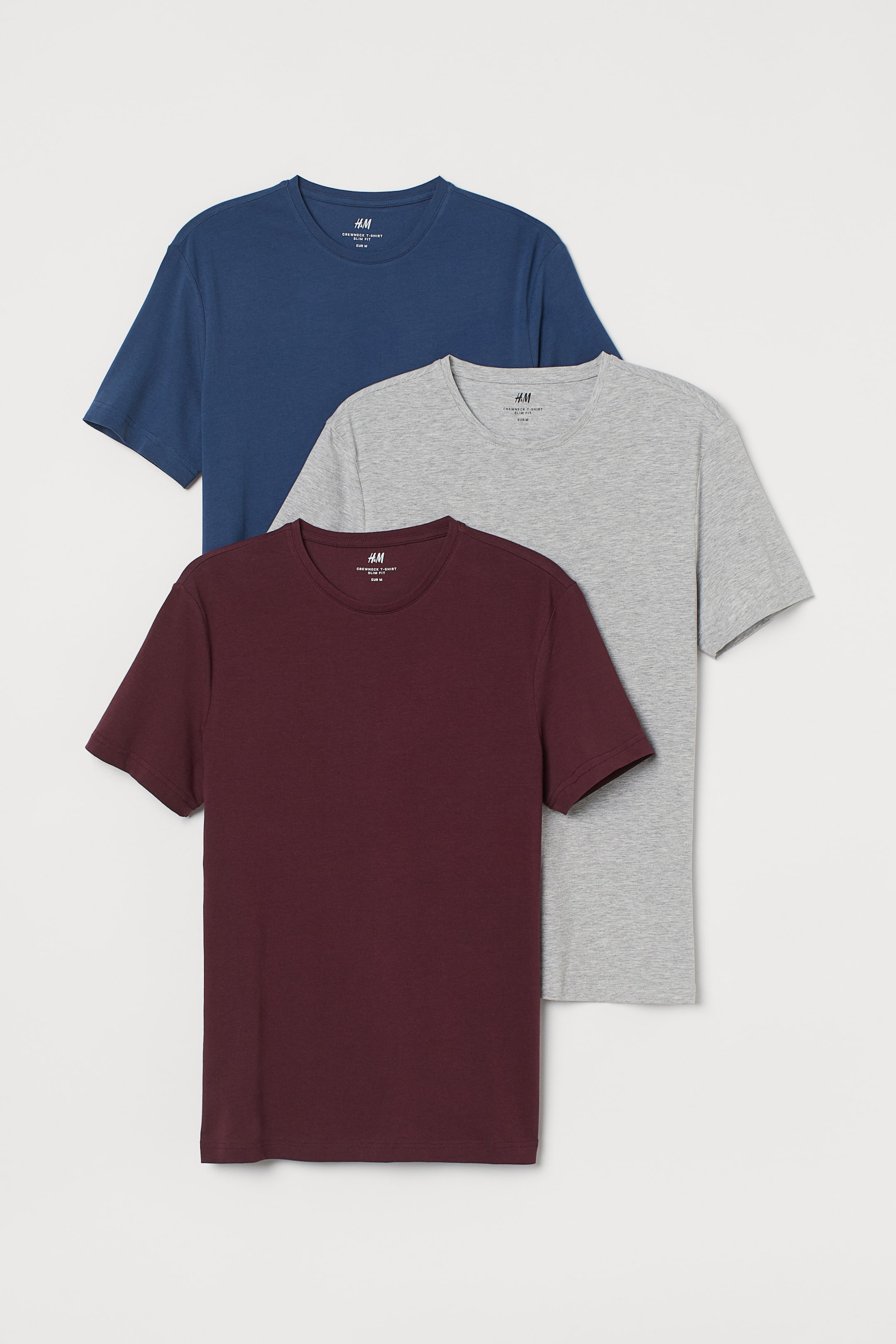 3-pack Slim Fit T-shirts - Round Neck - Short sleeve - Blue 