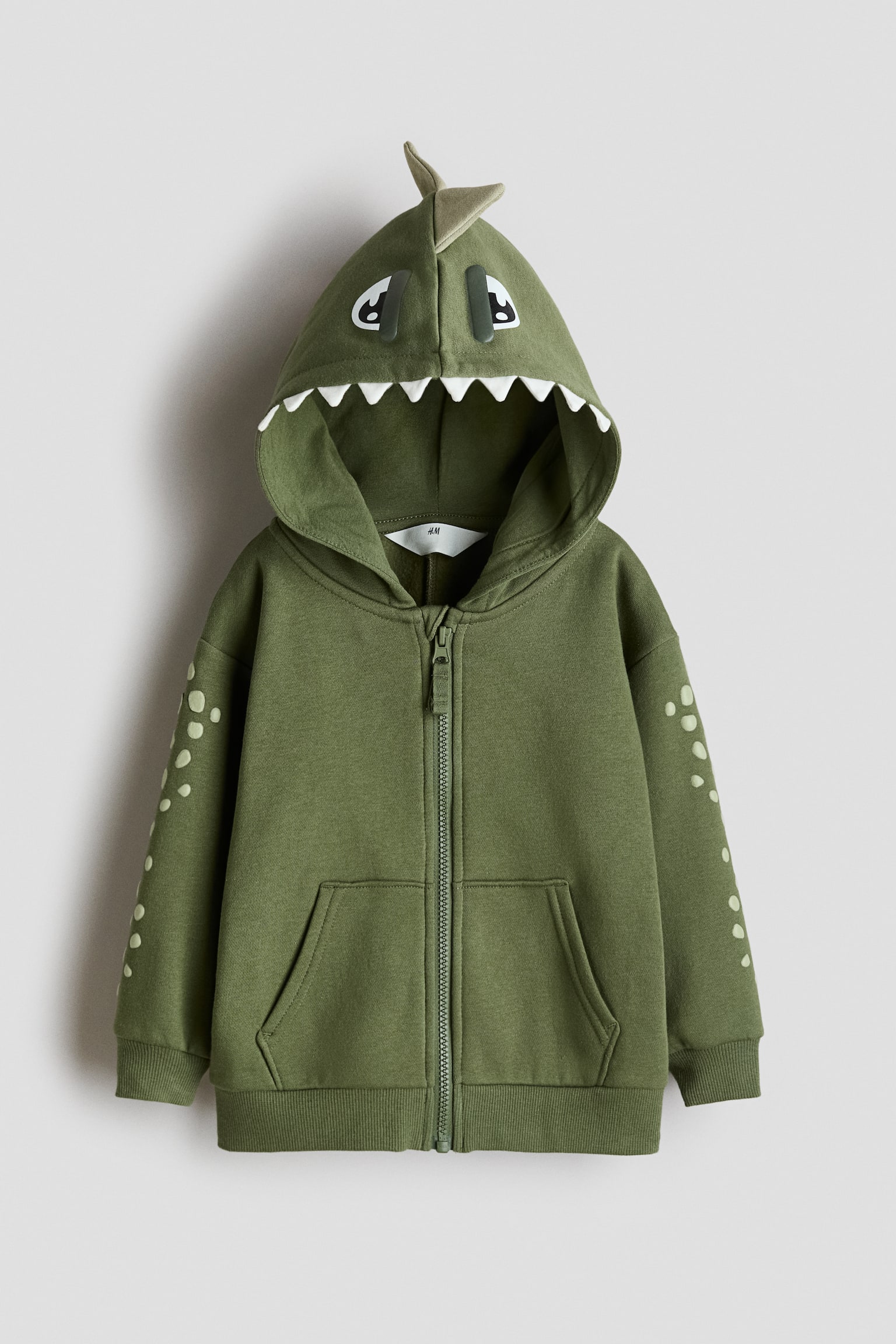 Chaqueta sudadera con capucha y aplicaciones - Verde/Dinosaurio