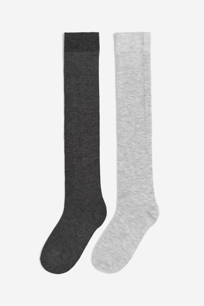 2-pack knee socks - Black/Beige/Dark brown - 3